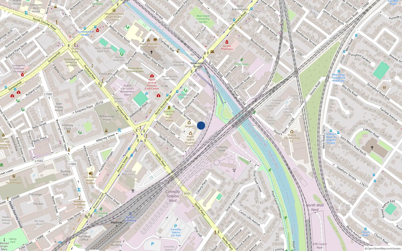 Overhead map showing the location of 11 Shamrock Terrace, Dublin 1