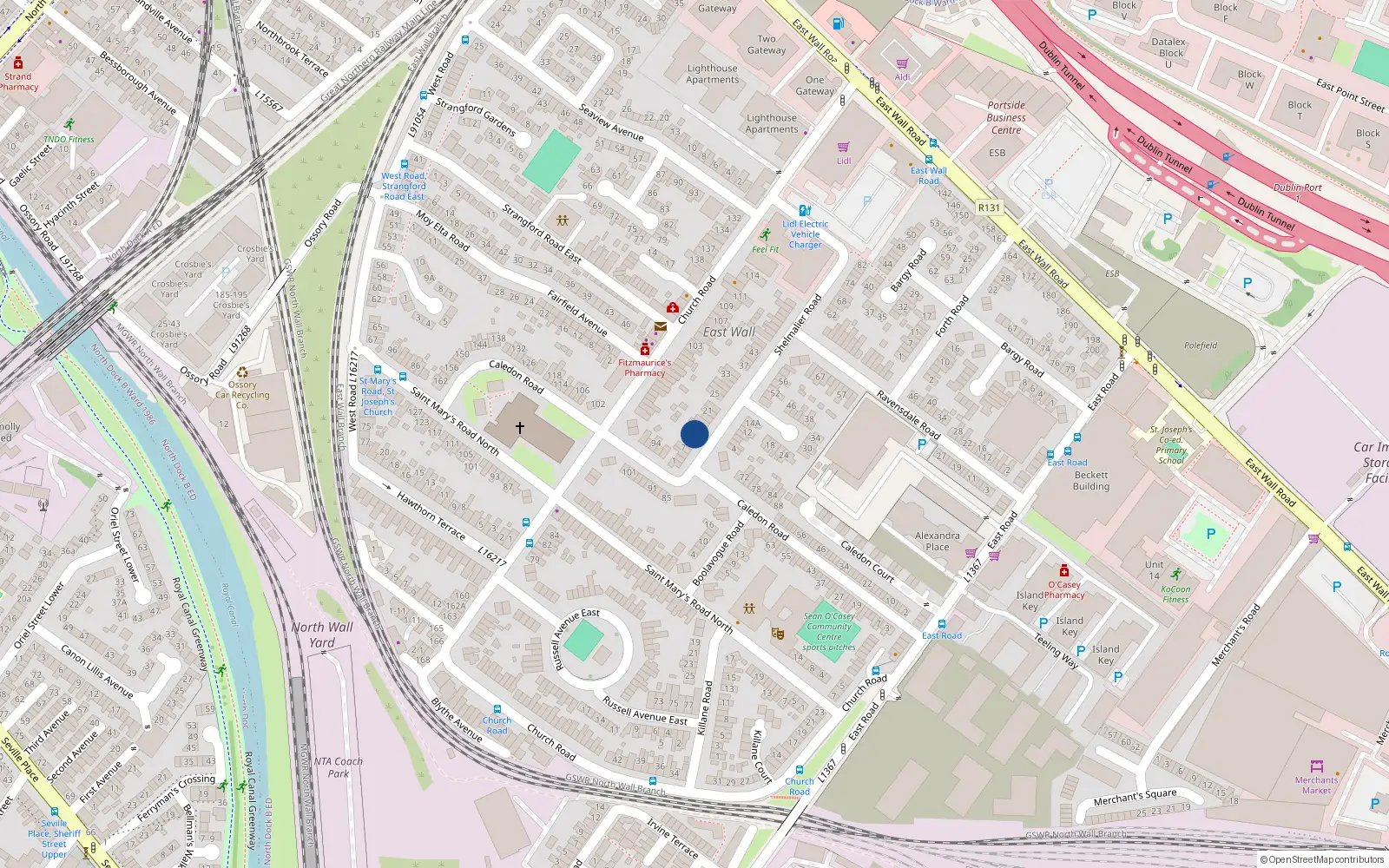 Overhead map showing the location of 11 Shelmalier Road, Dublin 3