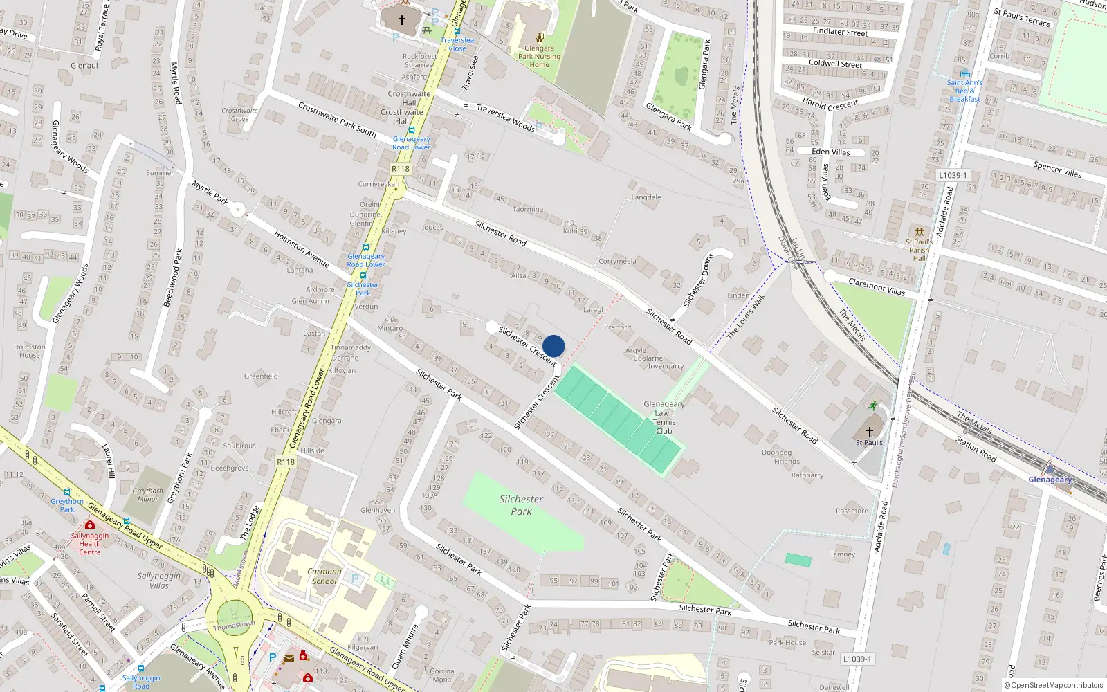 Overhead map showing the location of 11 Silchester Crescent, Dublin