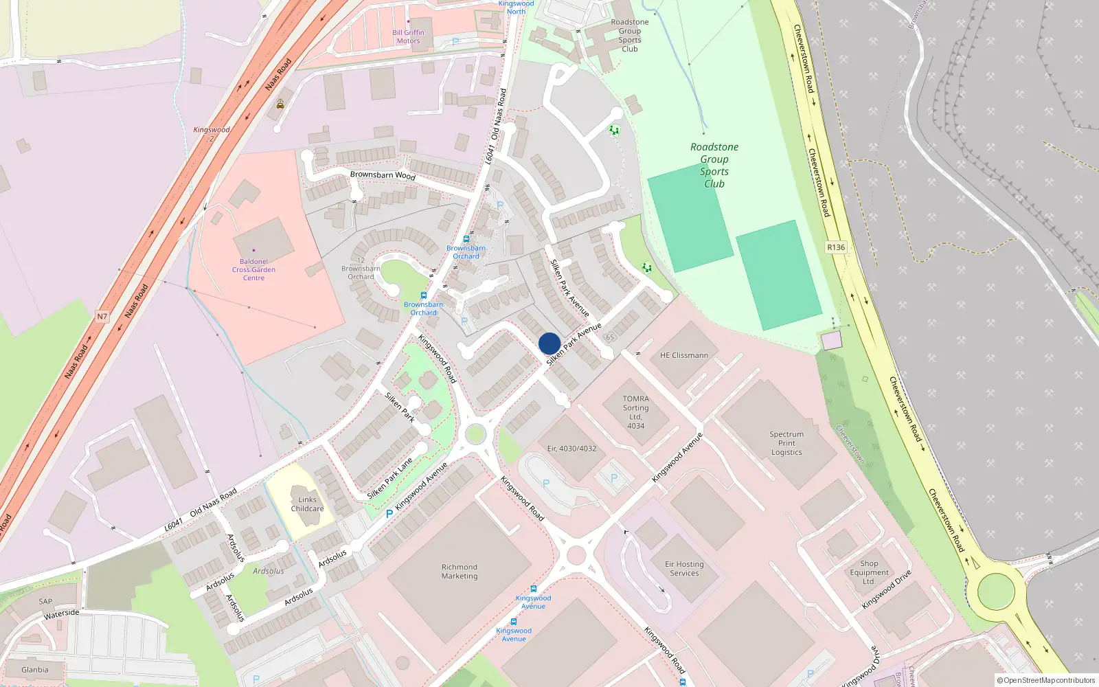 Overhead map showing the location of 11 Silken Park Avenue, Dublin 22