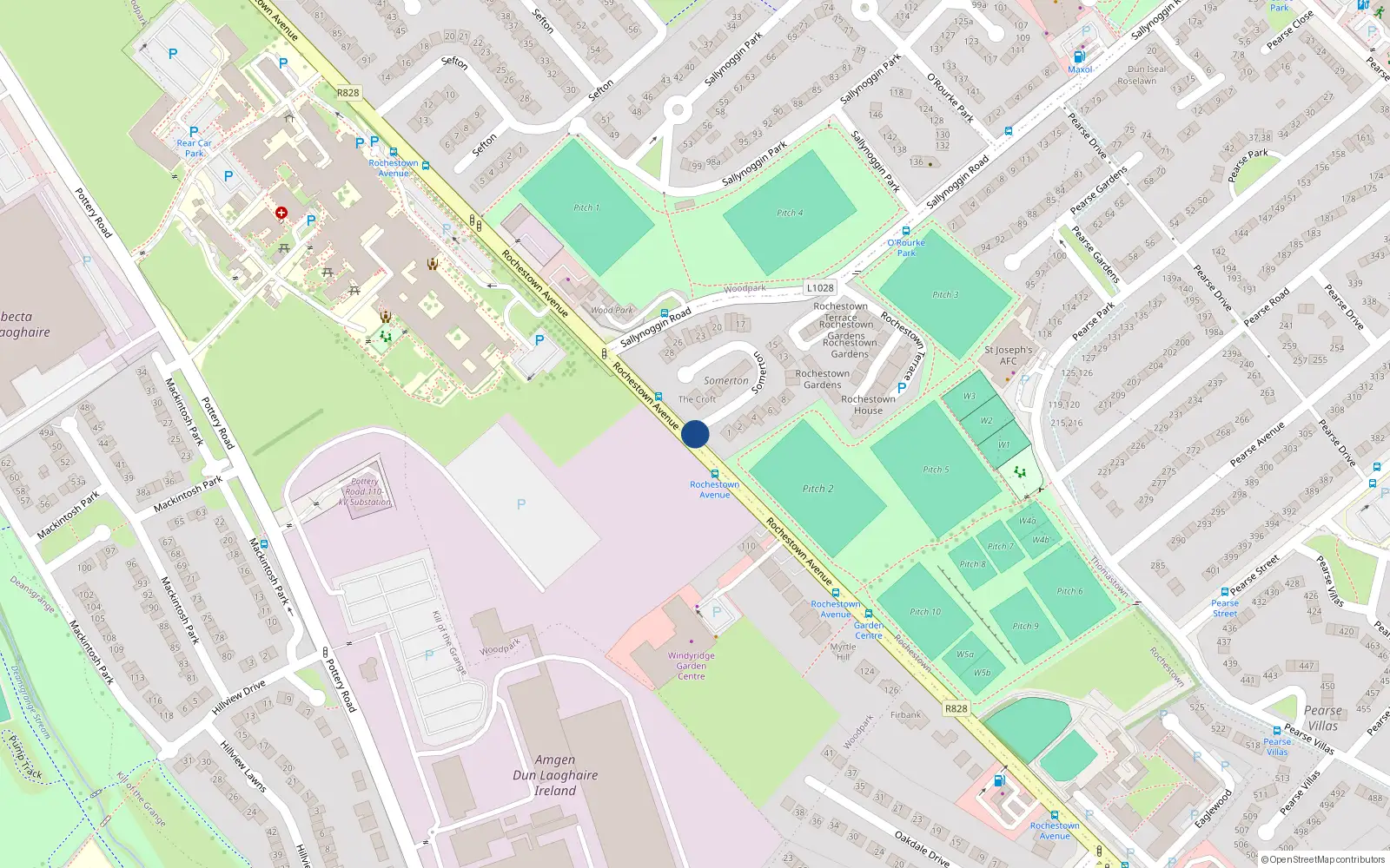 Overhead map showing the location of 11 Somerton, Dun Laoghaire