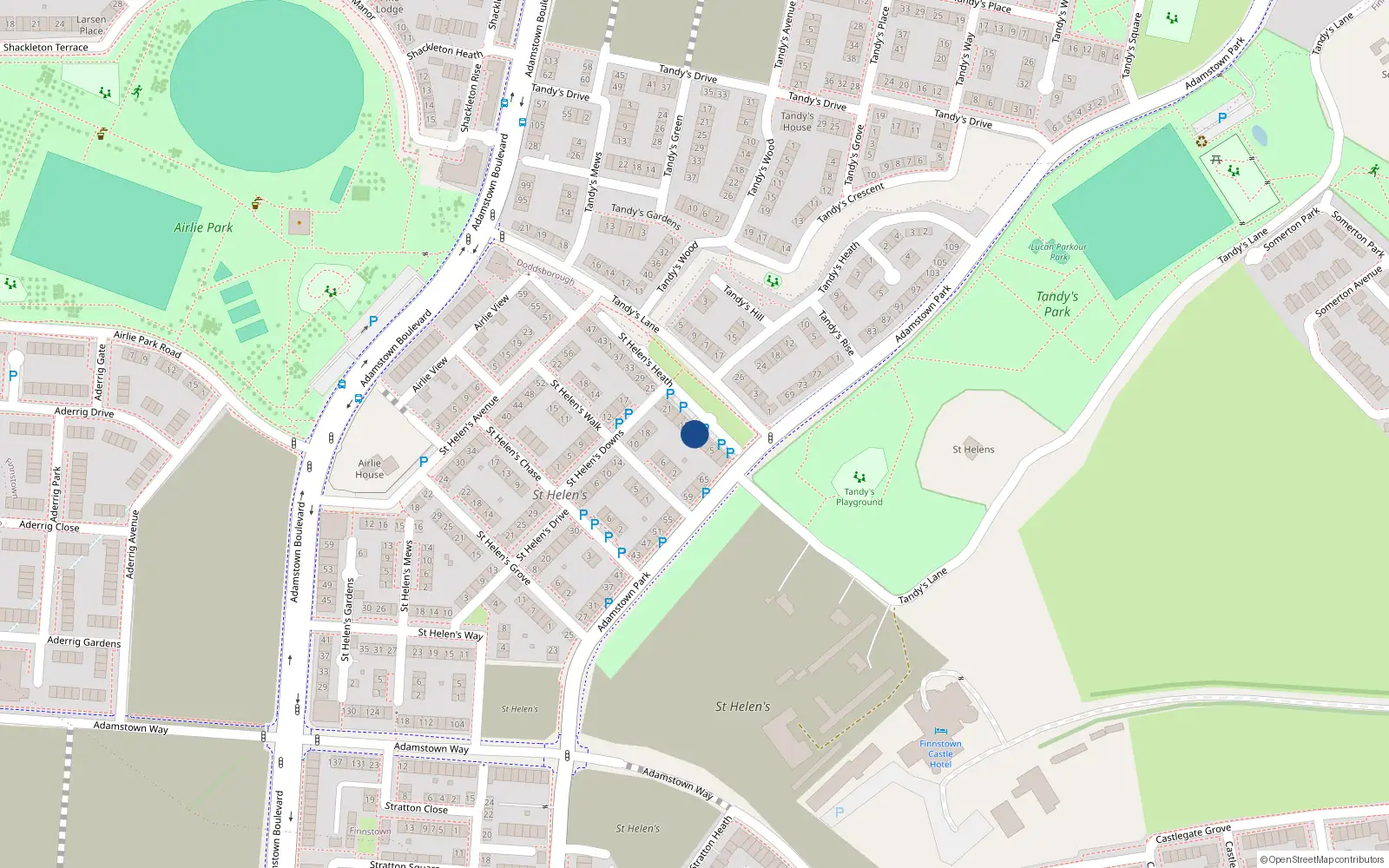 Overhead map showing the location of 11 Saint Helen's Heath, Lucan