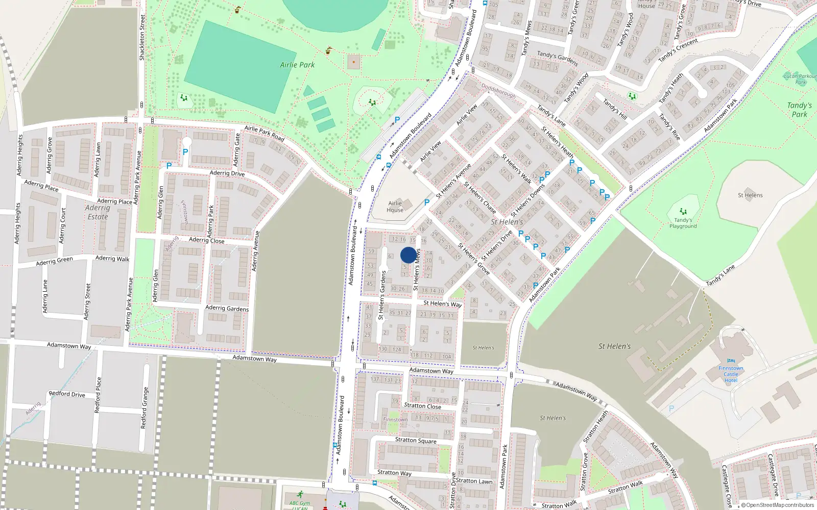 Overhead map showing the location of 11 Saint Helens Mews, Lucan