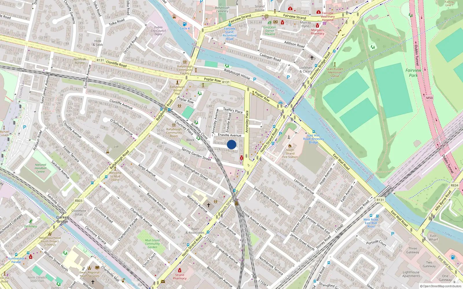 Overhead map showing the location of 11 St Patricks Avenue, North Strand, Dublin 3