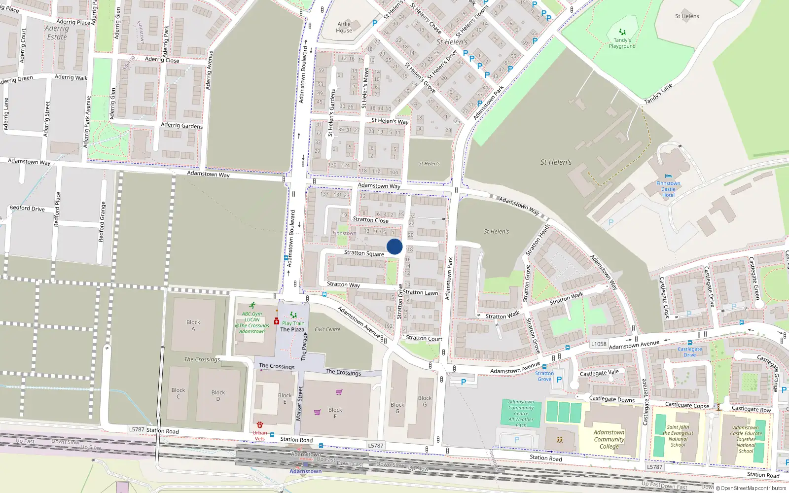 Overhead map showing the location of 11 Stratton Drive, Lucan