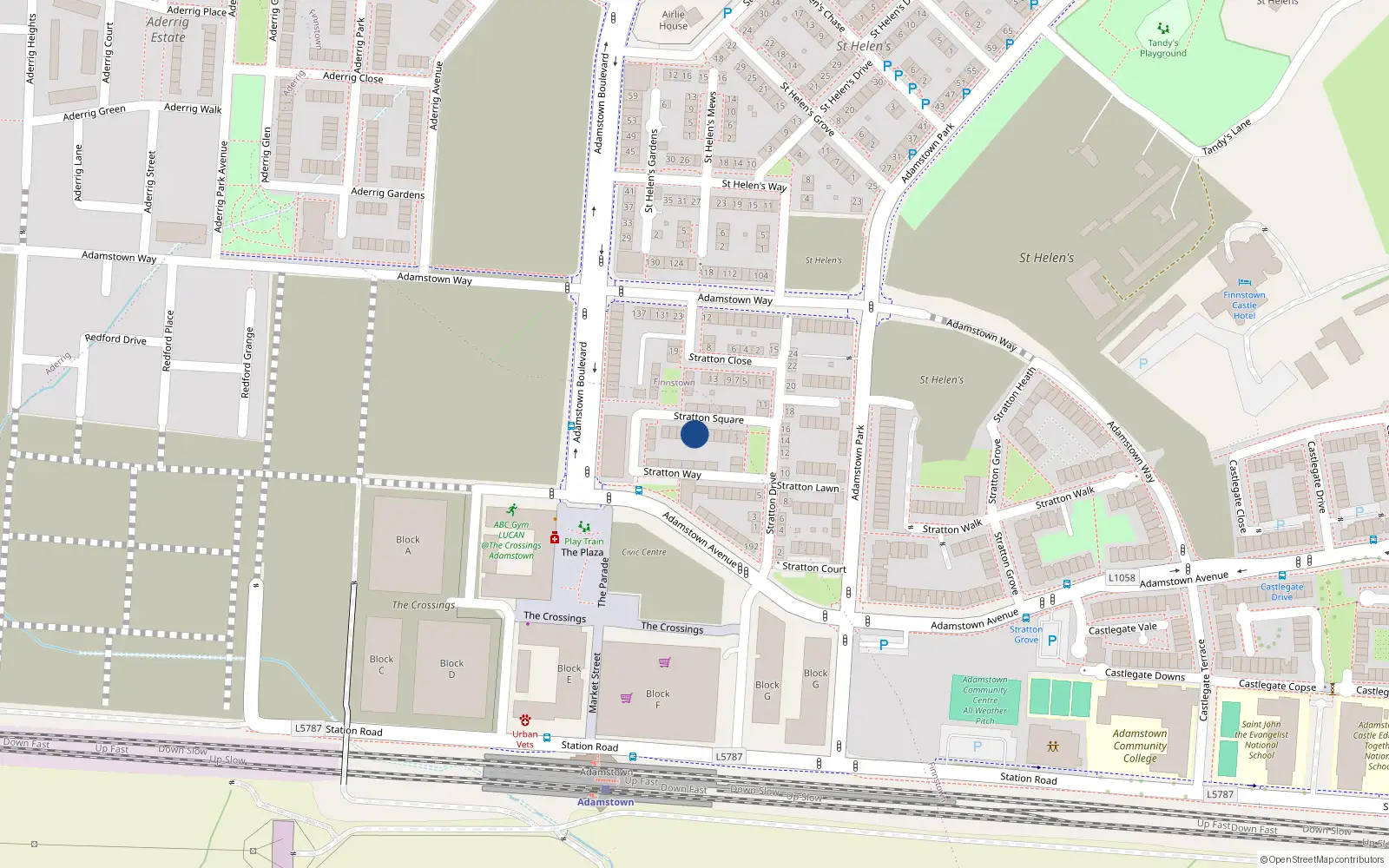Overhead map showing the location of 11 Stratton Square, Lucan
