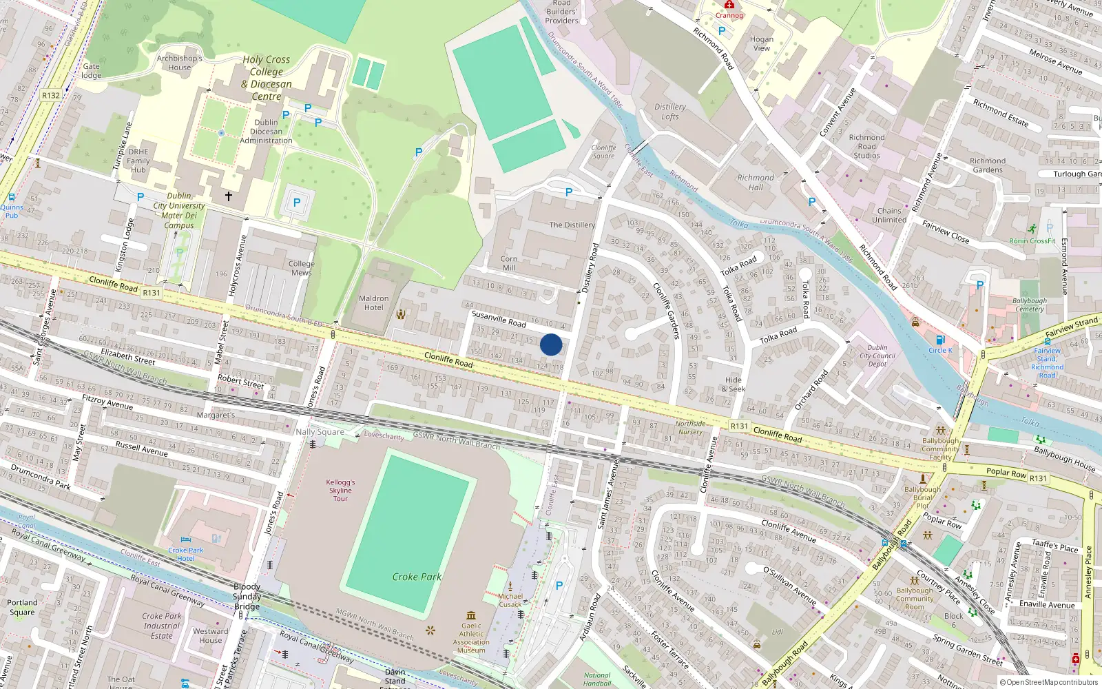 Overhead map showing the location of 11 Susanville Road, Dublin 3