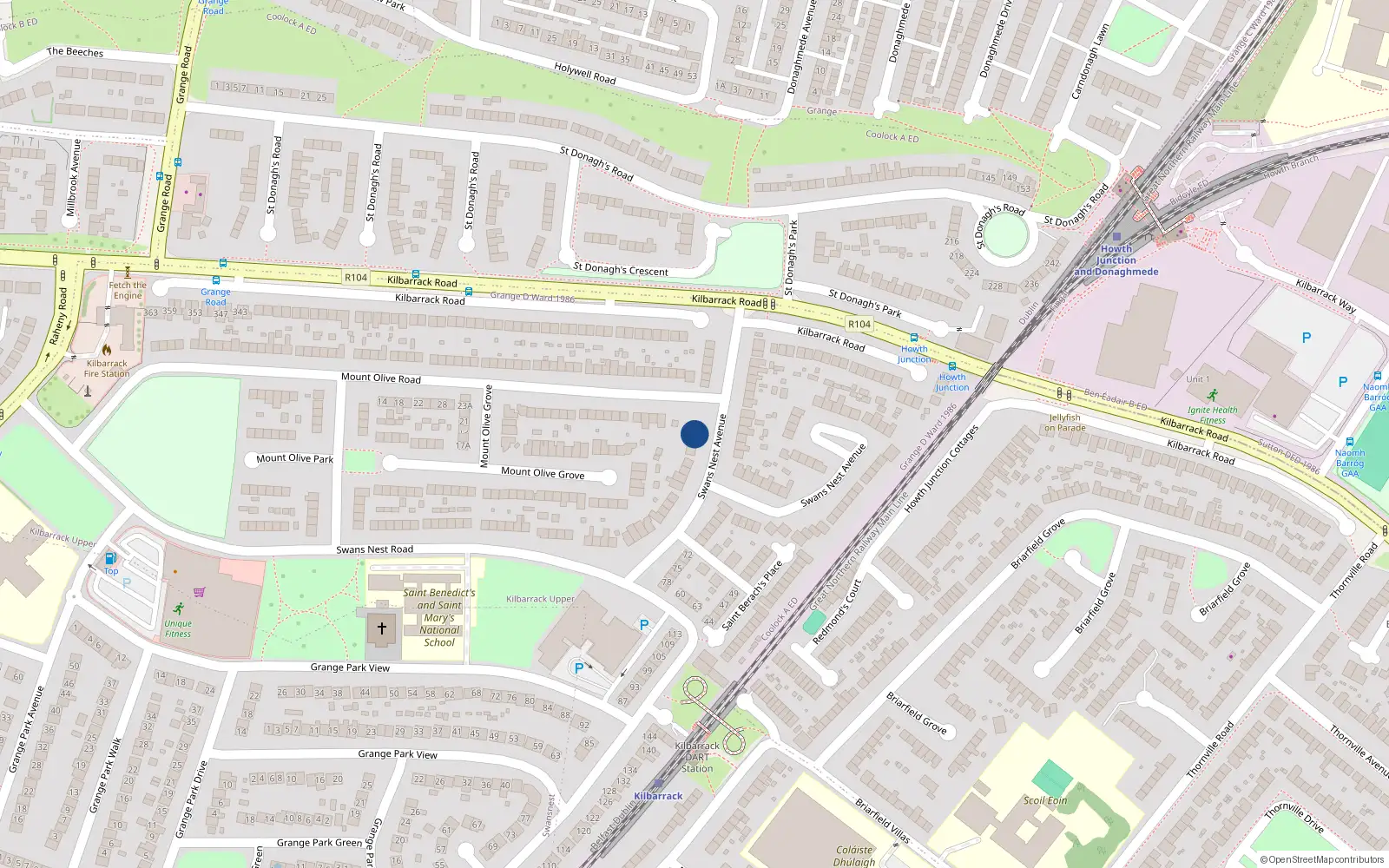Overhead map showing the location of 11 Swansnest Avenue Kilbarrack, Dublin 5, Dublin