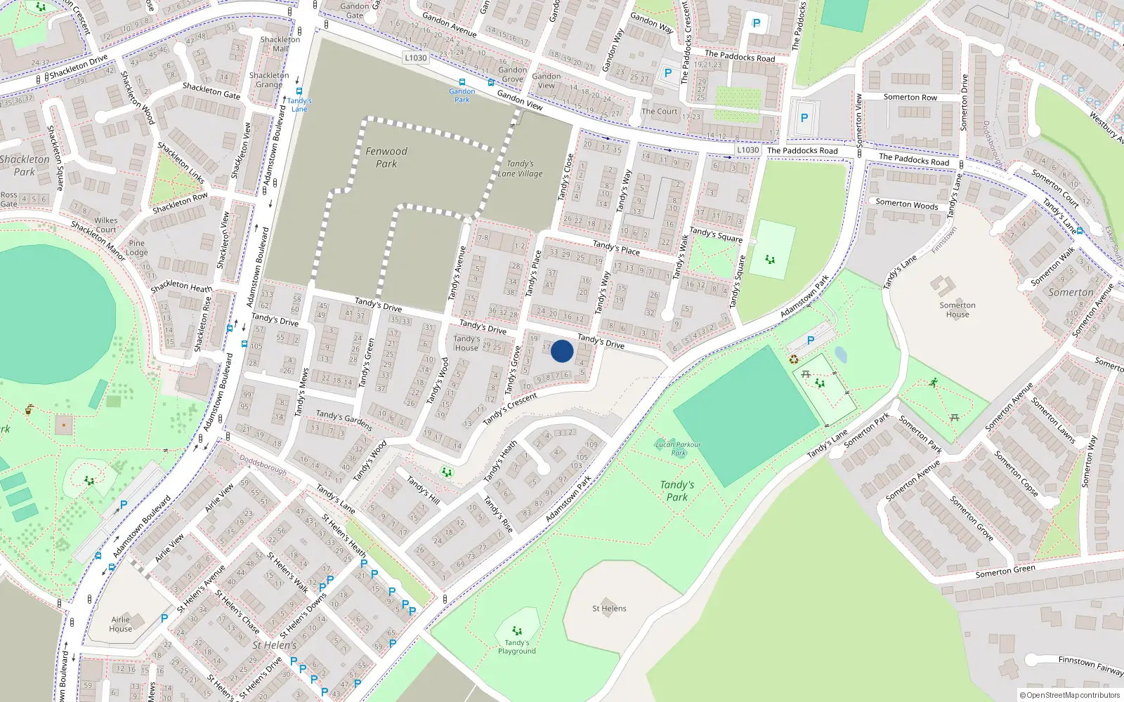 Overhead map showing the location of 11 Tandy's Drive, Lucan