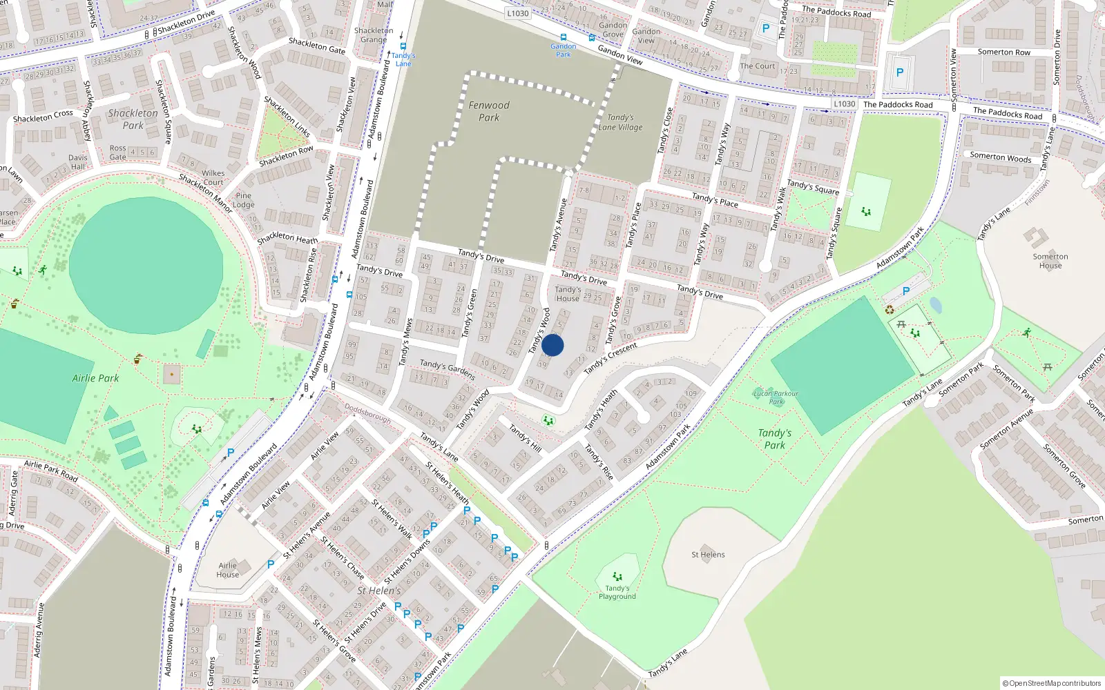 Overhead map showing the location of 11 Tandy's Wood, Lucan