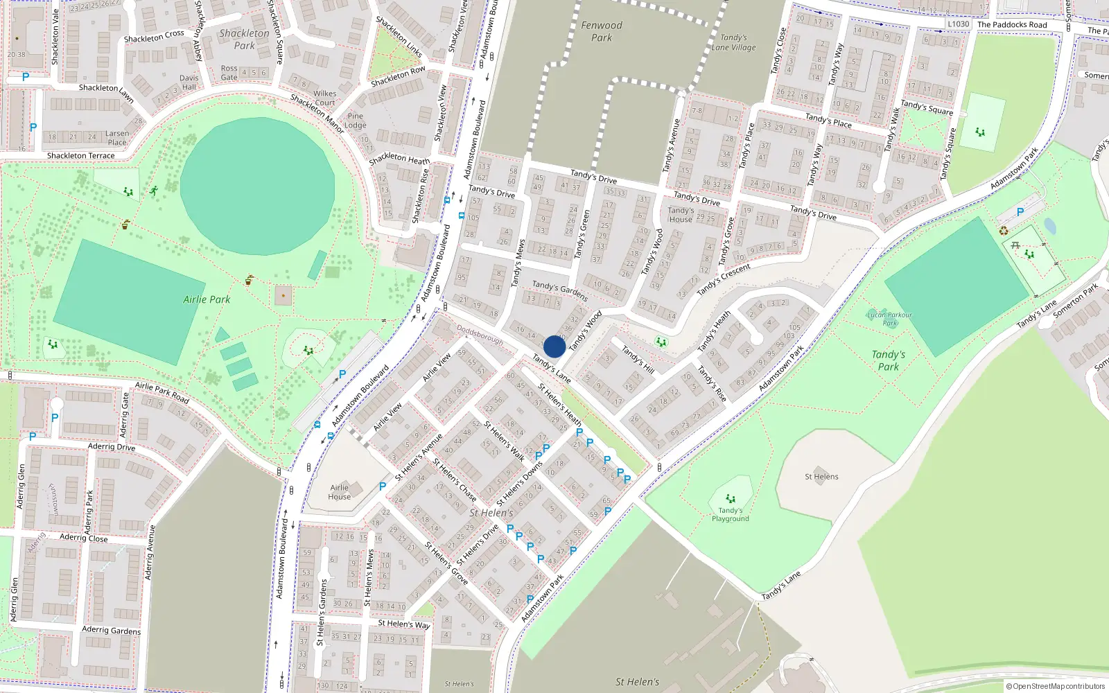 Overhead map showing the location of 11 Tandy's Heath, Lucan