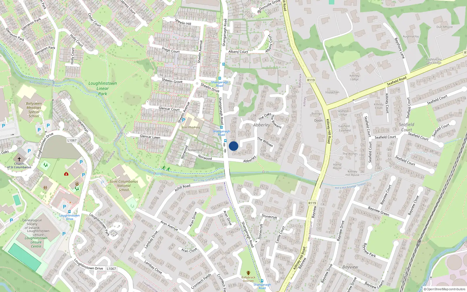 Overhead map showing the location of 11 The Aspens, Killiney