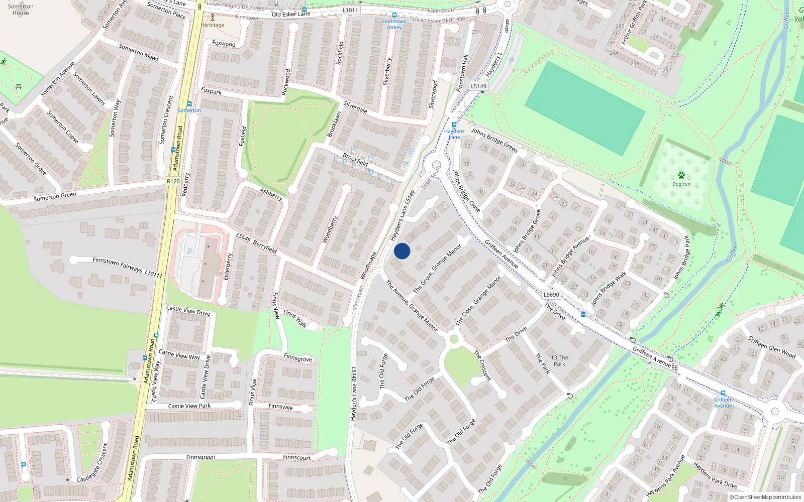Overhead map showing the location of 11 The Avenue, Grange Manor
