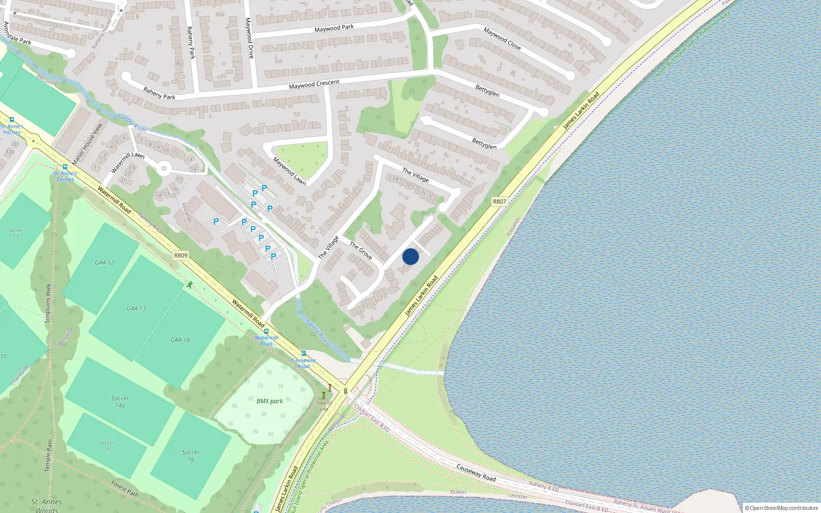 Overhead map showing the location of 11 the Court, Bettyglen, Raheny Dublin 5