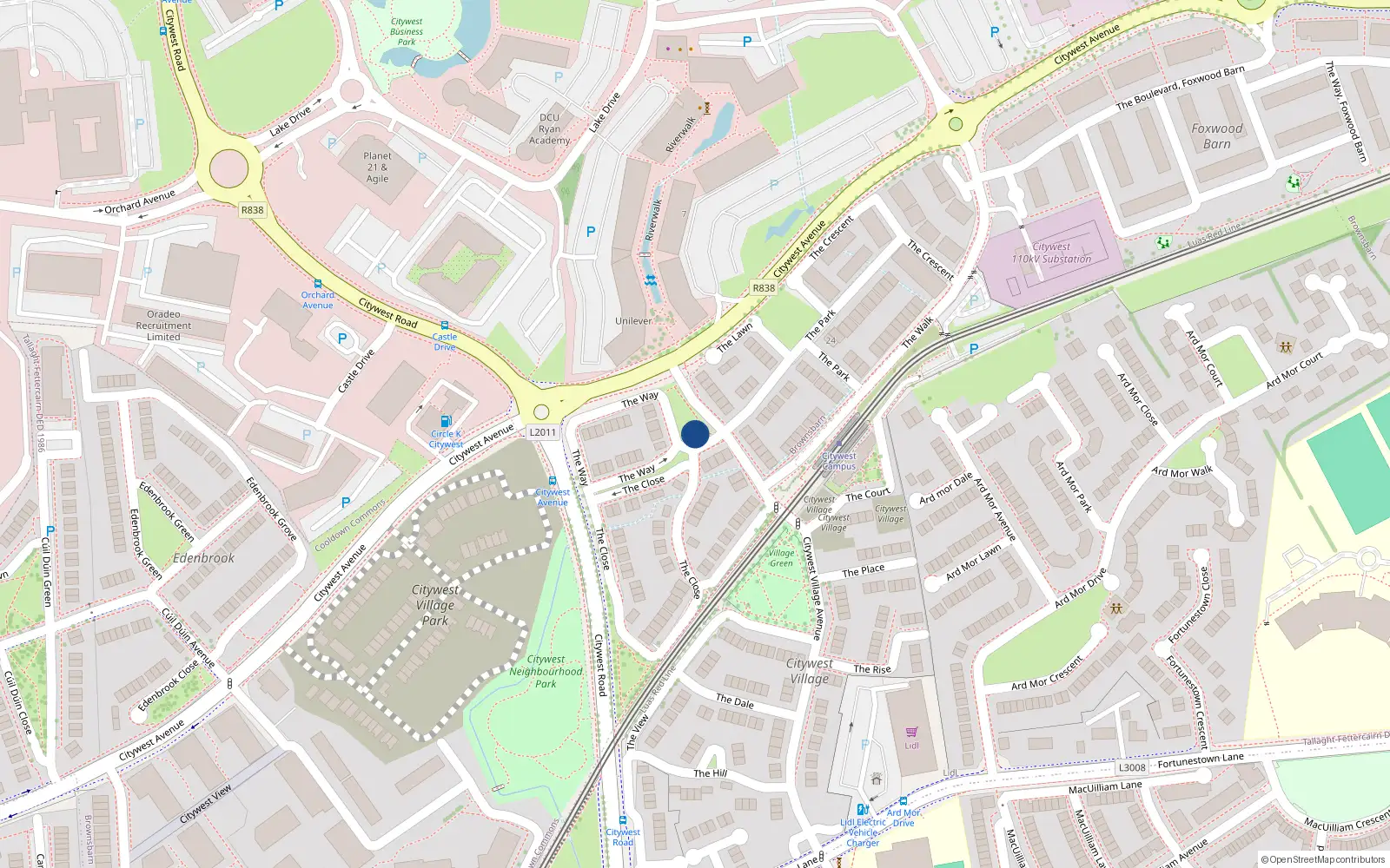 Overhead map showing the location of 11 the Crescent, Citywest Road, Citywest