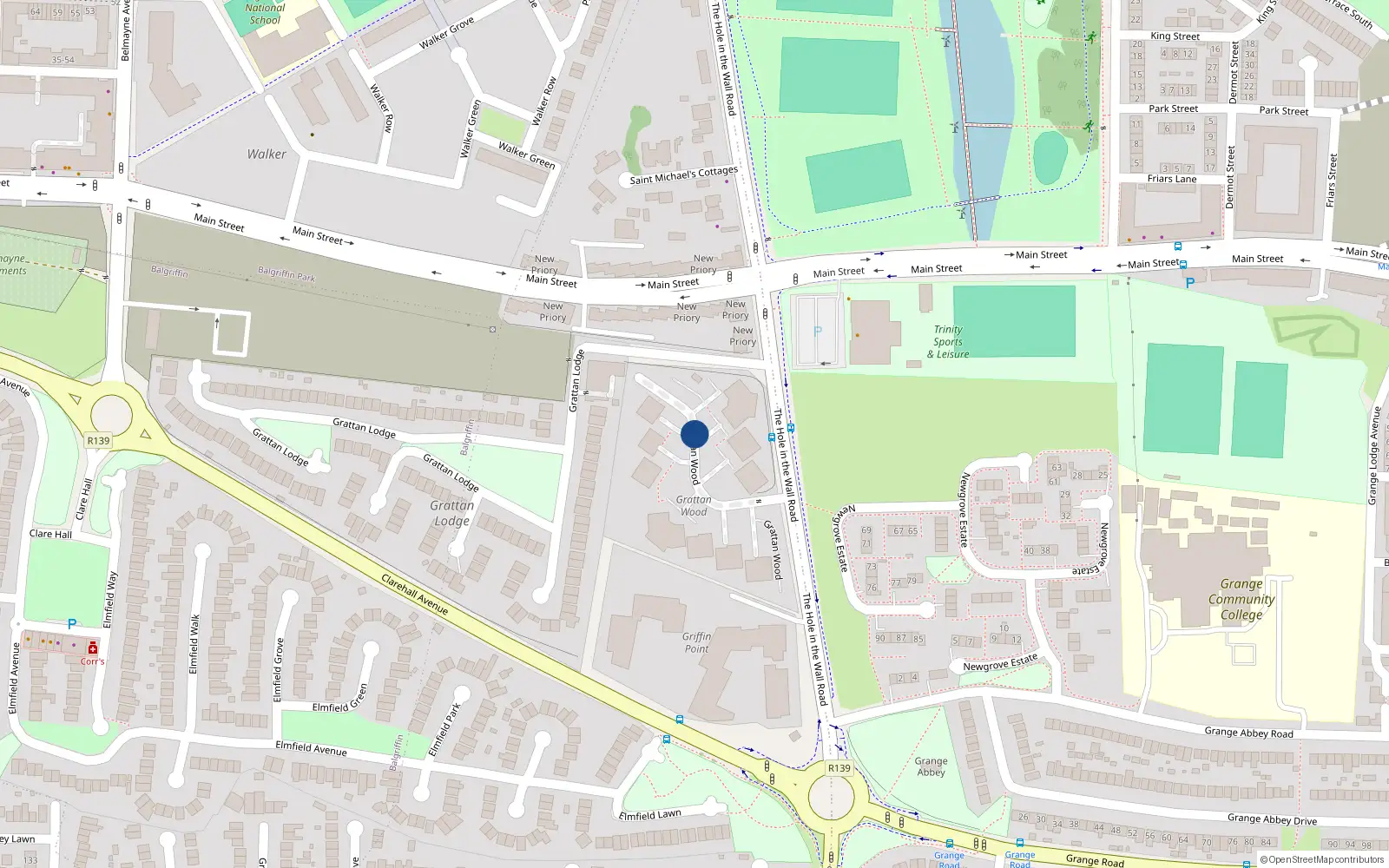 Overhead map showing the location of 11 the Oak, Grattan Wood, Donaghmede Dublin 5