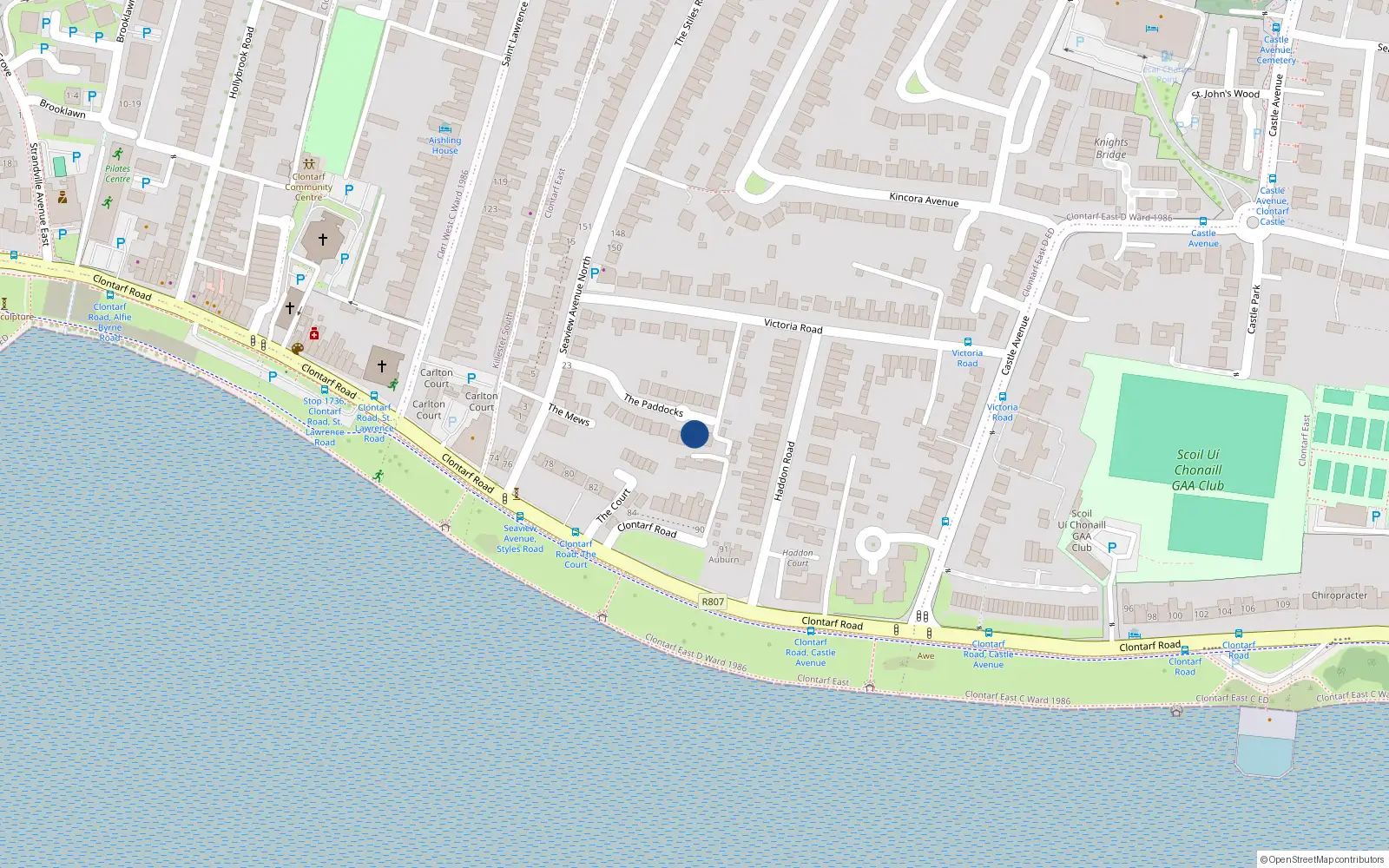 Overhead map showing the location of 11 The Paddocks, Dublin 3