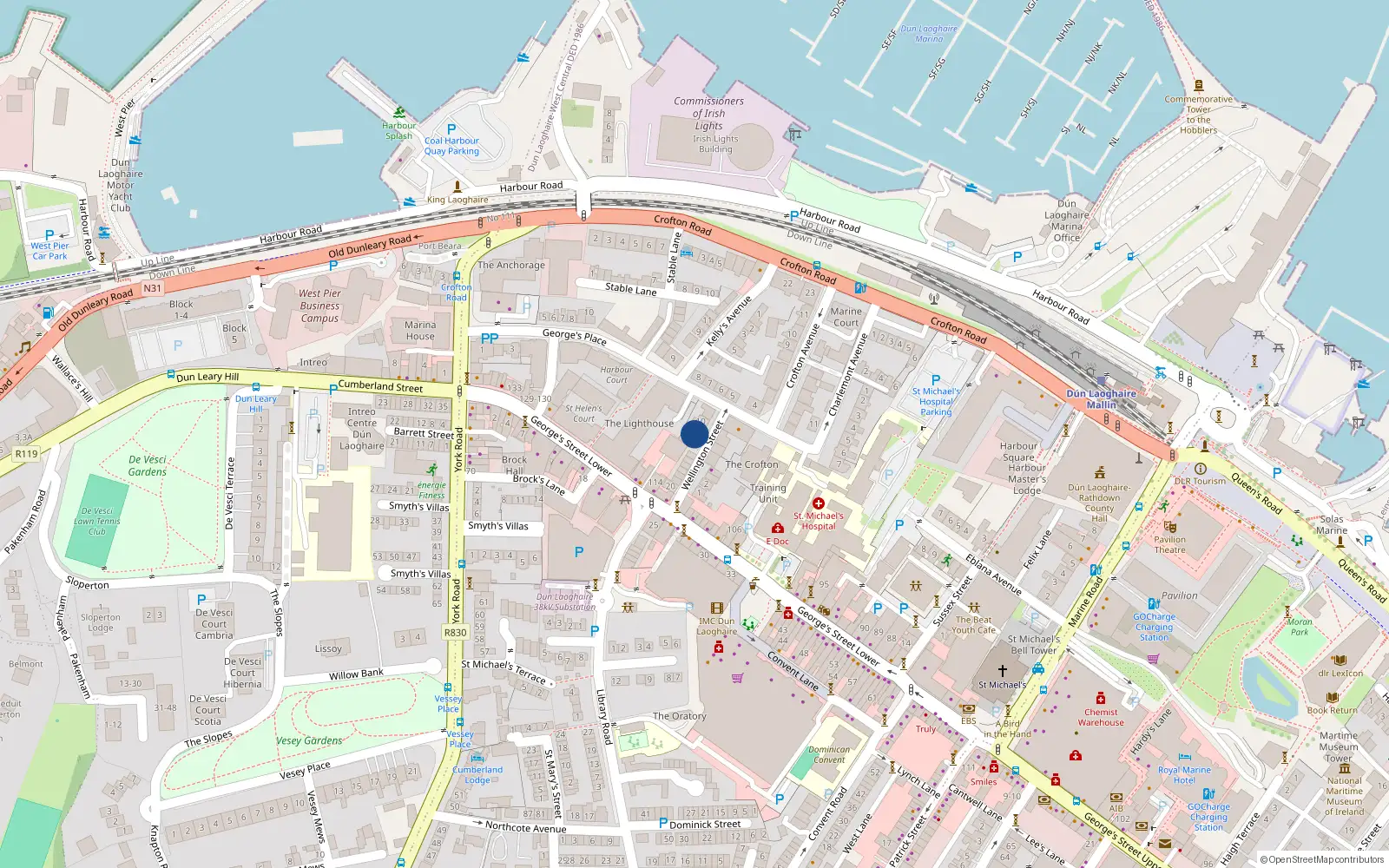Overhead map showing the location of 11 Wellington Street, Dublin