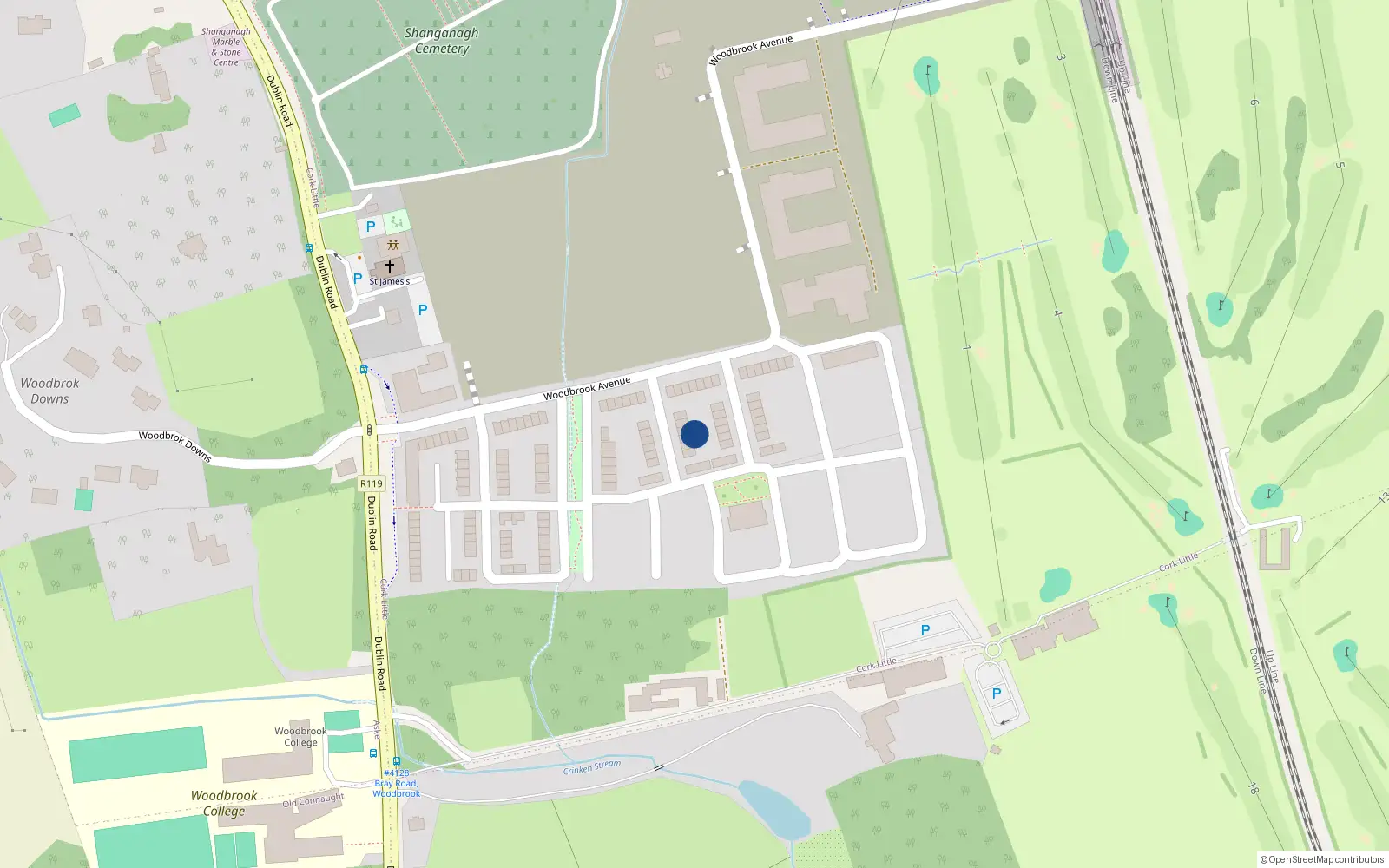 Overhead map showing the location of 11 Woodbrook Vale, Cork Little