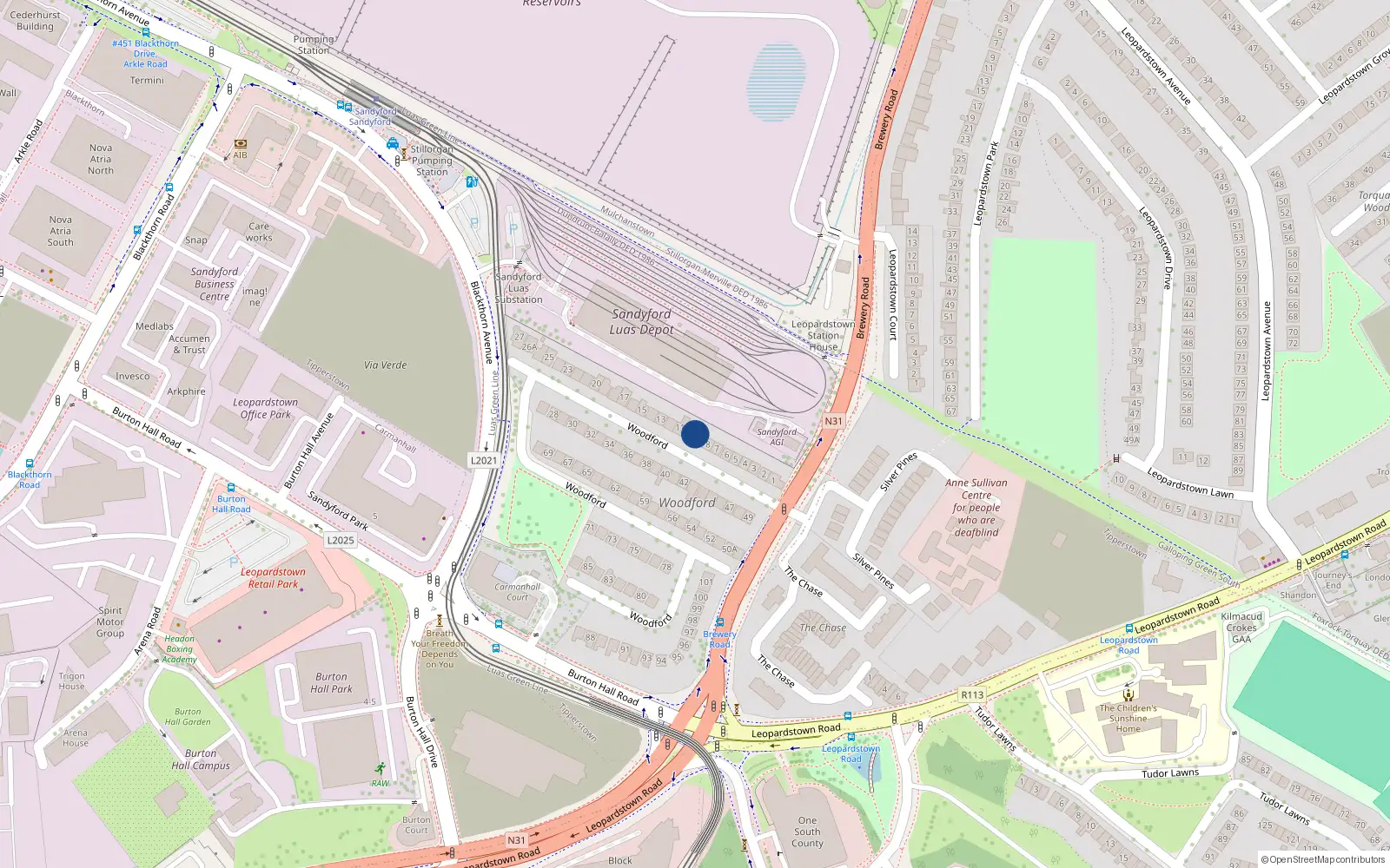 Overhead map showing the location of 11 Woodford, Blackrock