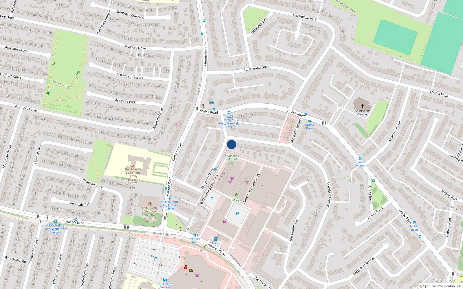Overhead map showing the location of 111 Maryfield Crescent, Dublin 5