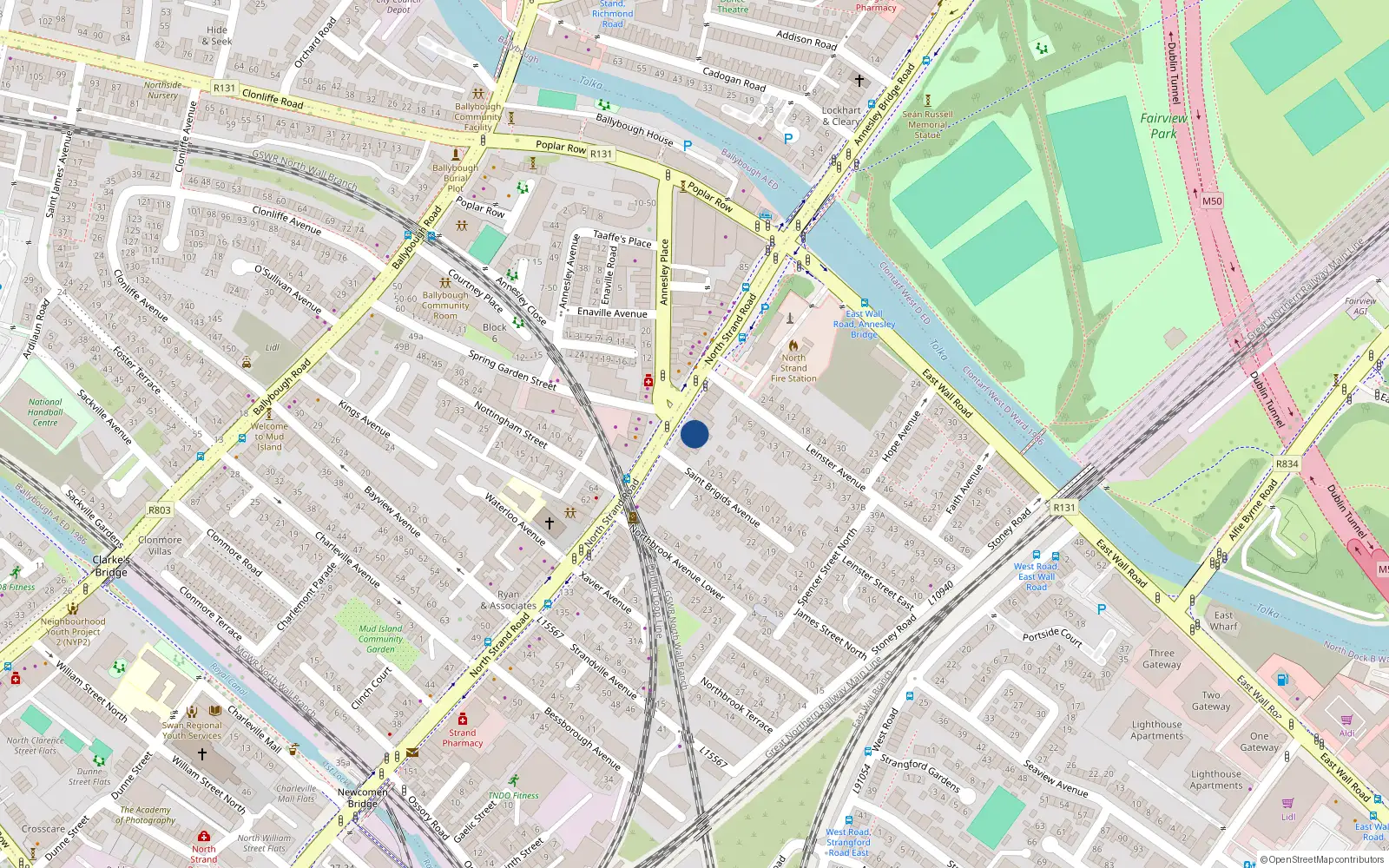 Overhead map showing the location of 111 North Strand Road, North Strand