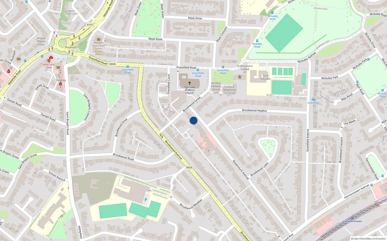 Overhead map showing the location of 111 Rosemount Avenue, Dublin 5