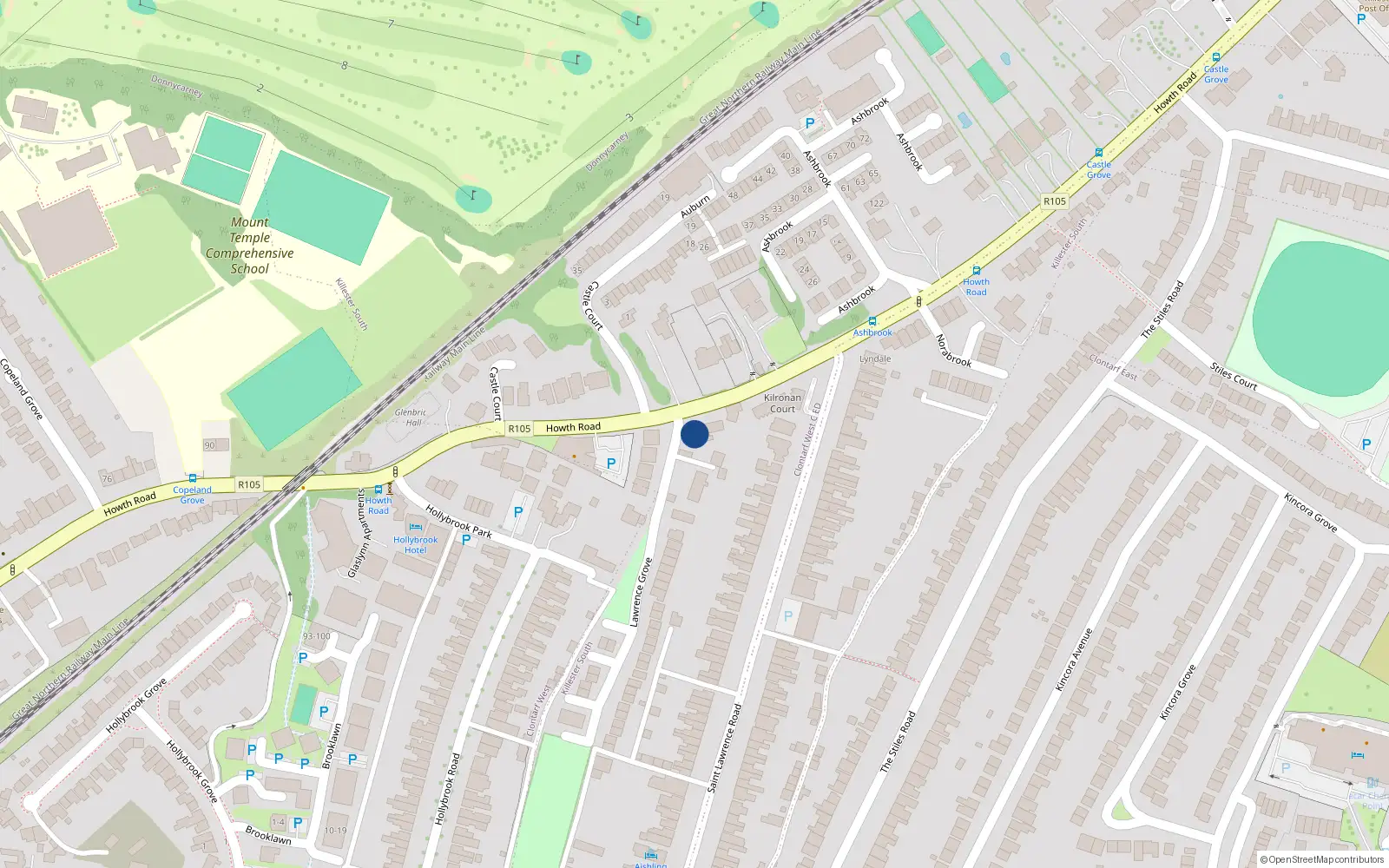 Overhead map showing the location of 111 Howth Road, Dublin 3