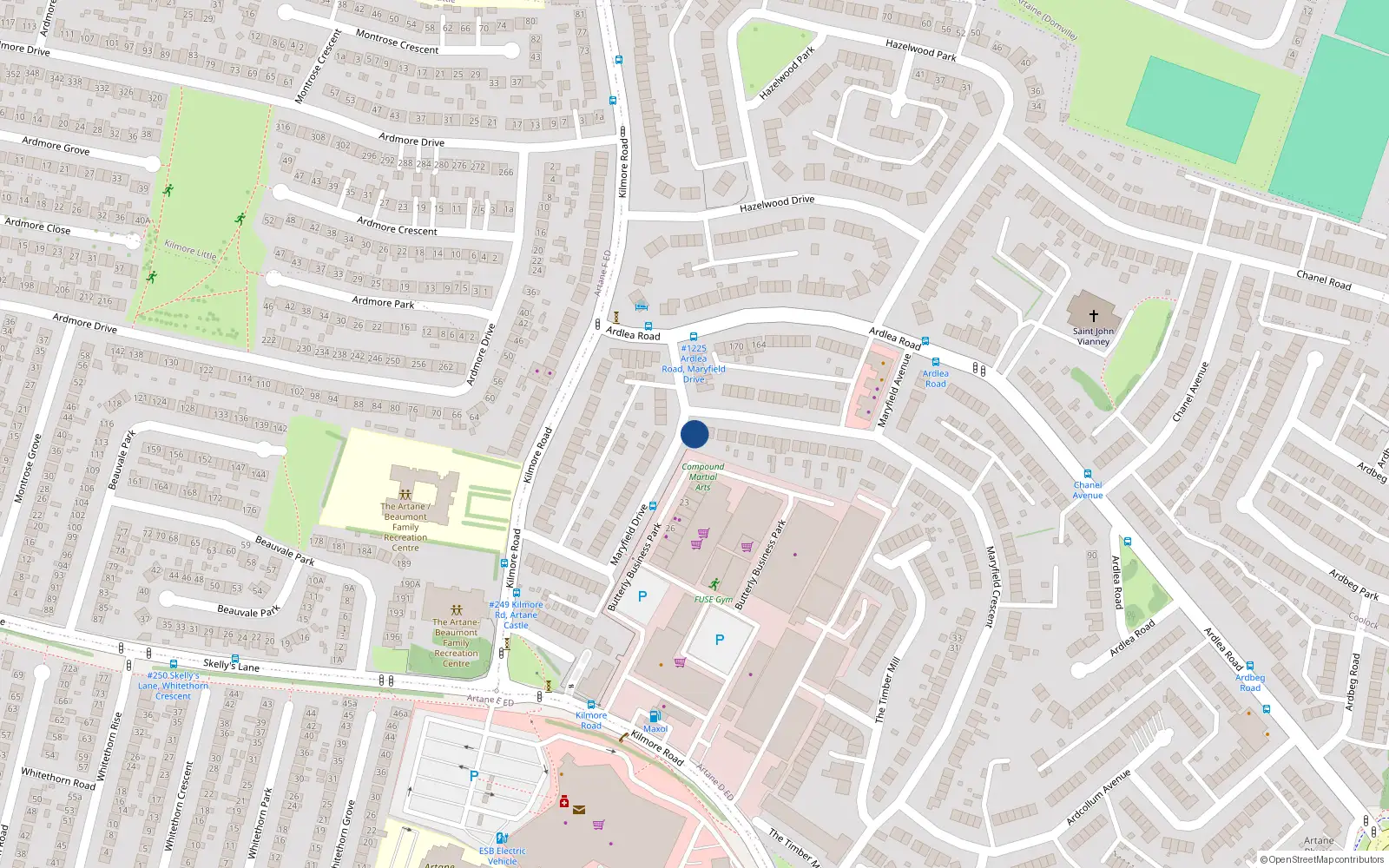 Overhead map showing the location of 111A Maryfield Crescent, Dublin 5