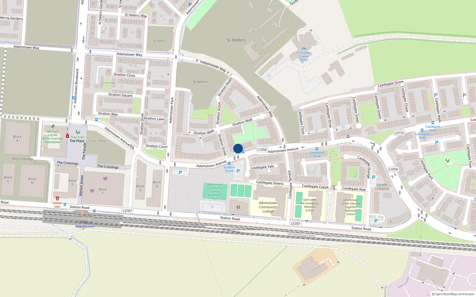 Overhead map showing the location of 112 Adamstown Avenue, Lucan