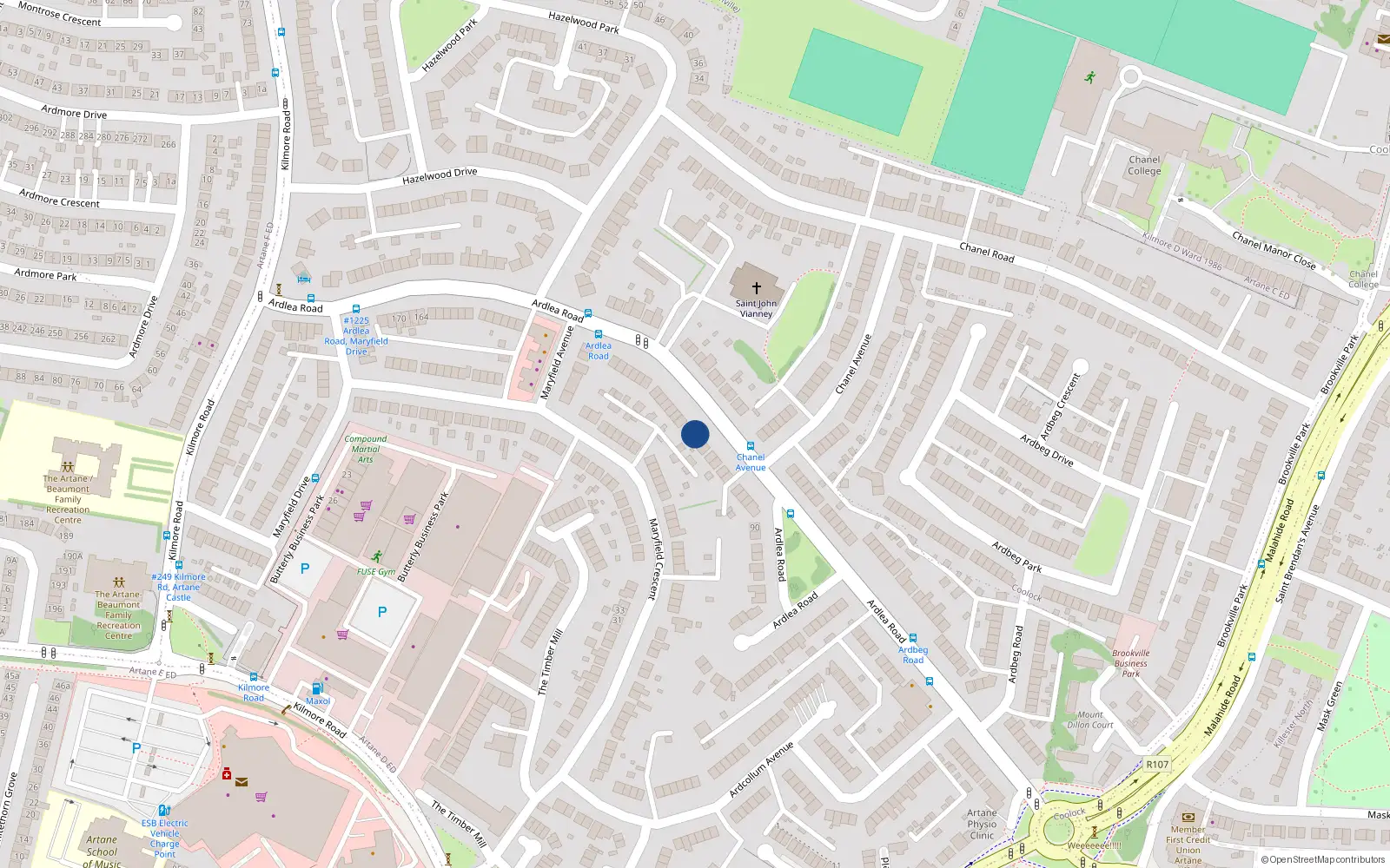 Overhead map showing the location of 112 Ardlea Road, Artane, Dublin 5