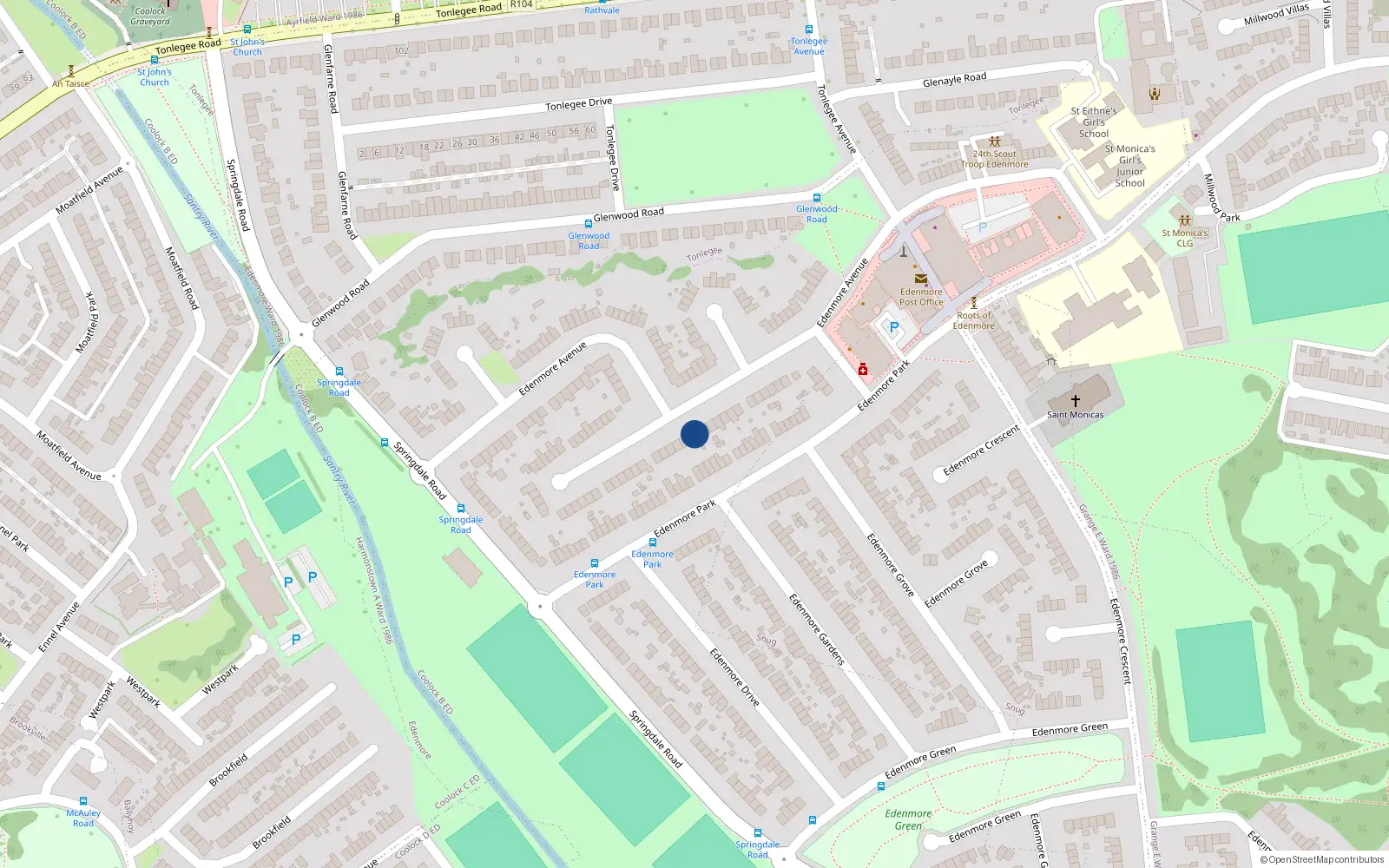 Overhead map showing the location of 112 Edenmore Avenue, Dublin 5