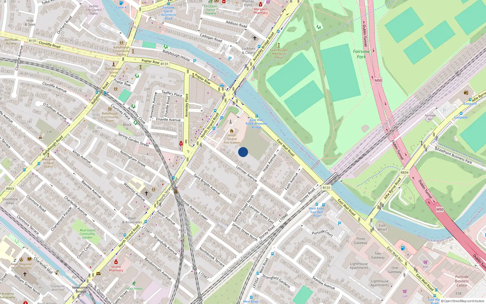 Overhead map showing the location of 112 North Strand Road, North Strand