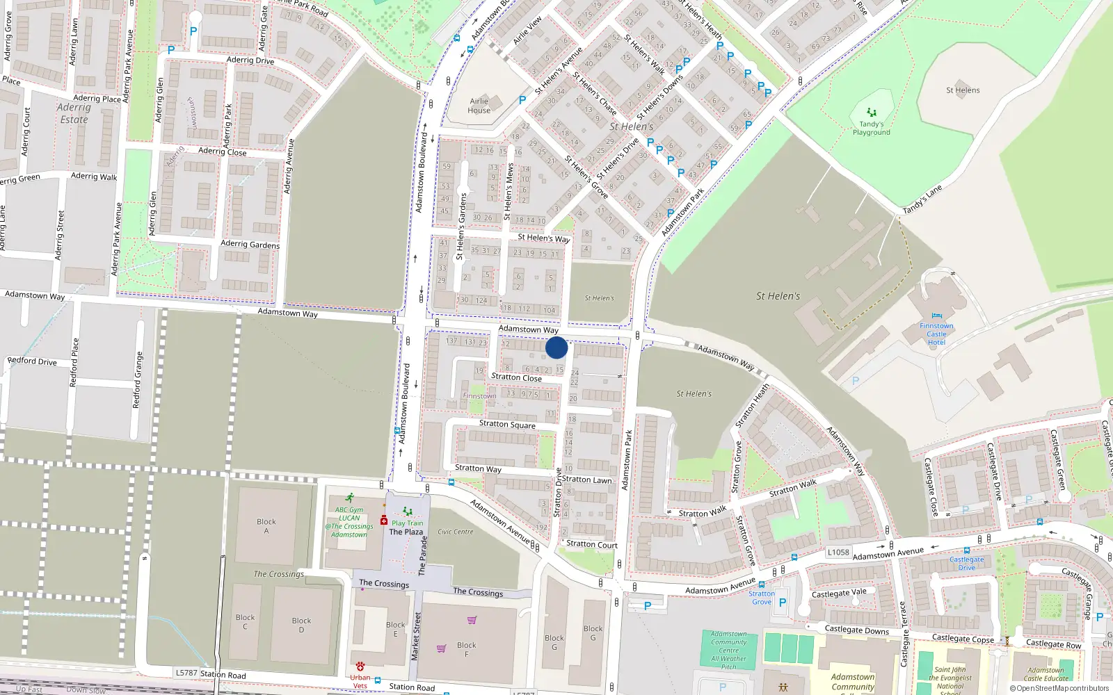 Overhead map showing the location of 113 Adamstown Way, Lucan
