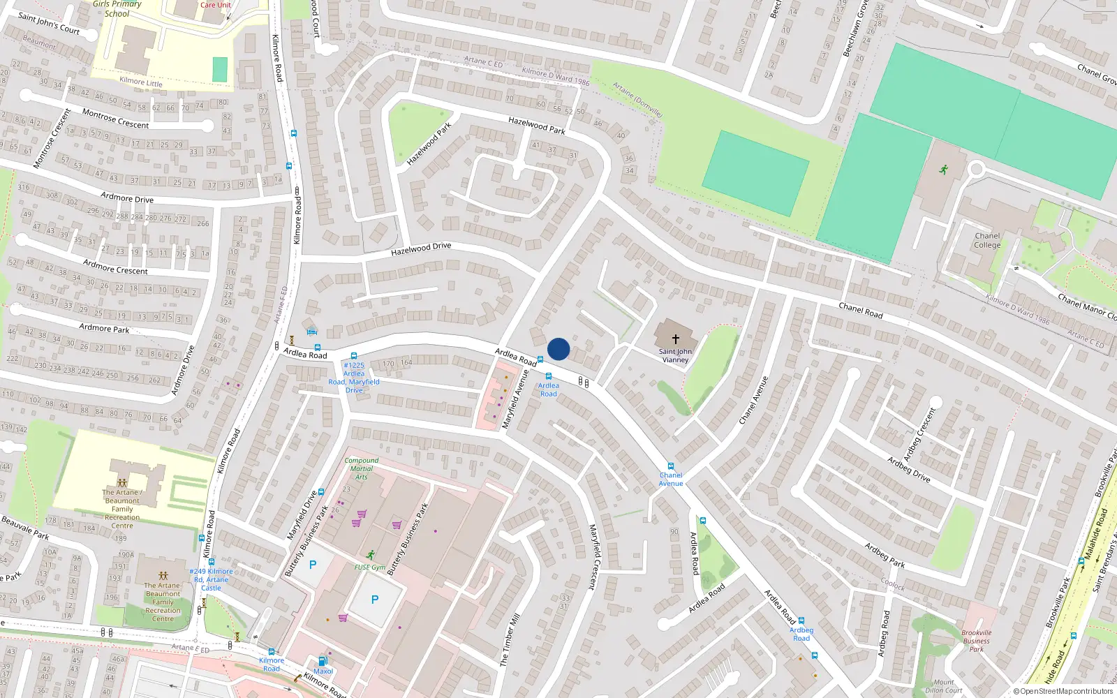 Overhead map showing the location of 113 Ardlea Road, Dublin 5
