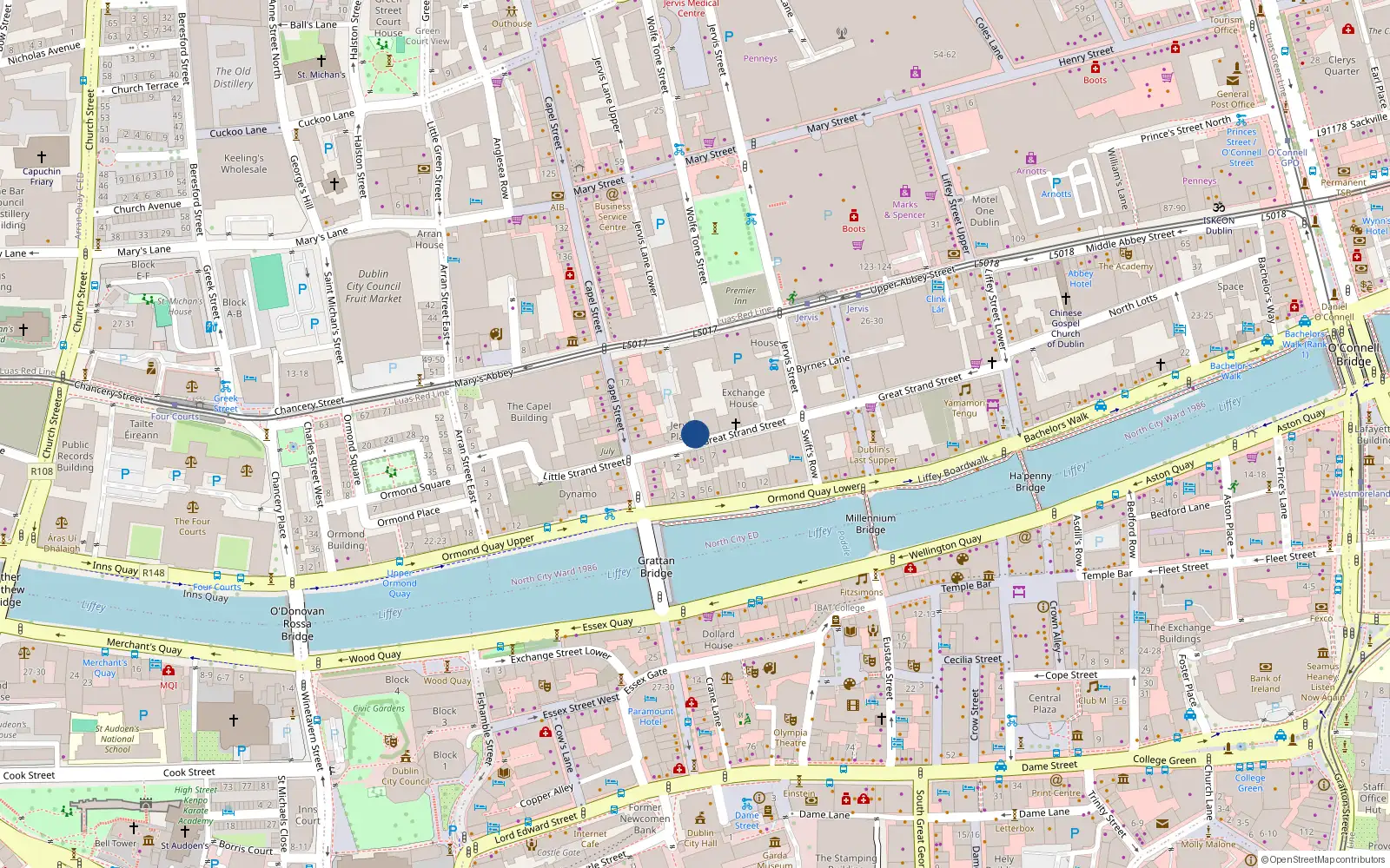 Overhead map showing the location of 113 Jervis Place, Block B, Strand St Great