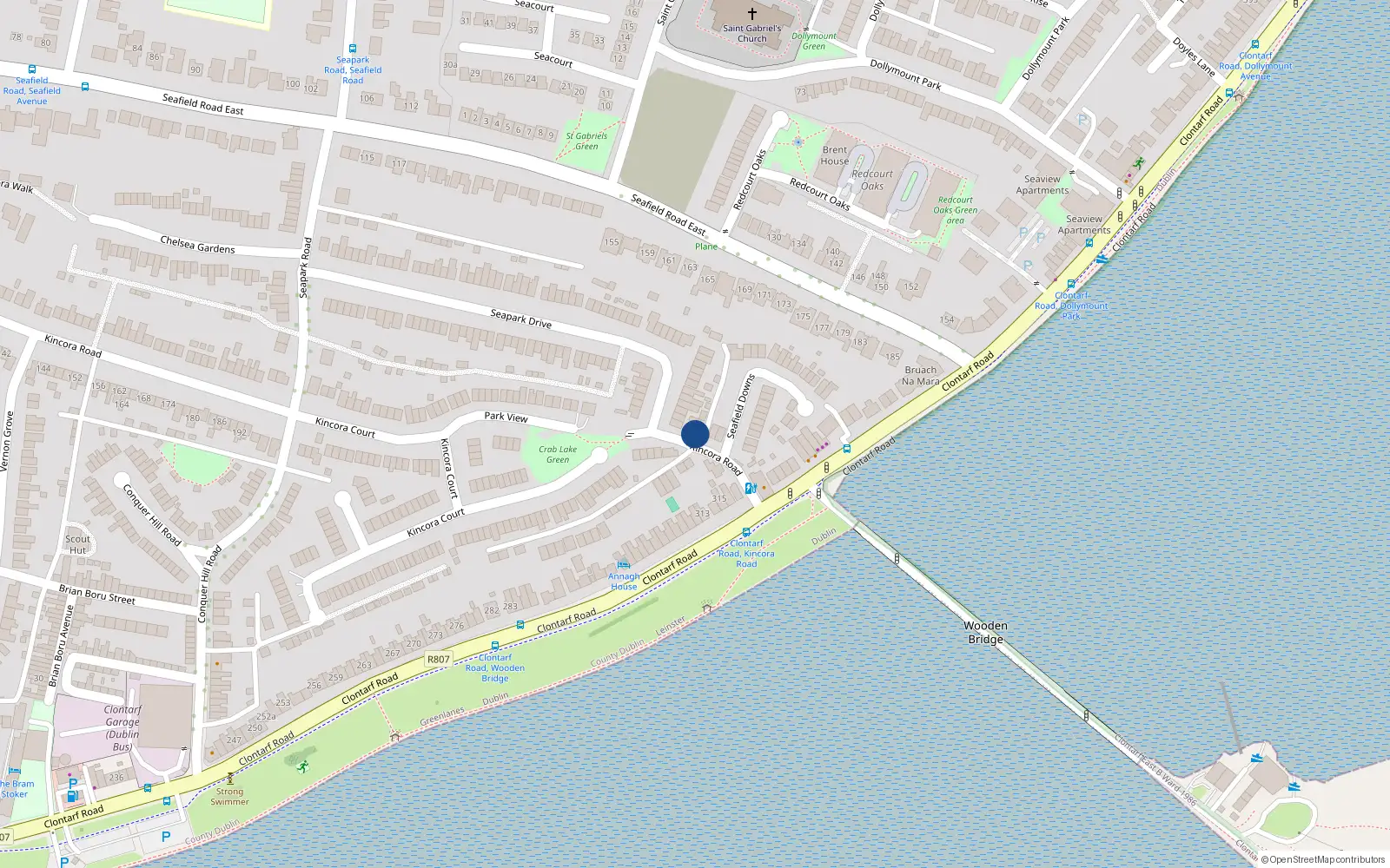 Overhead map showing the location of 113A Seapark Drive, Clontarf, Dublin 3