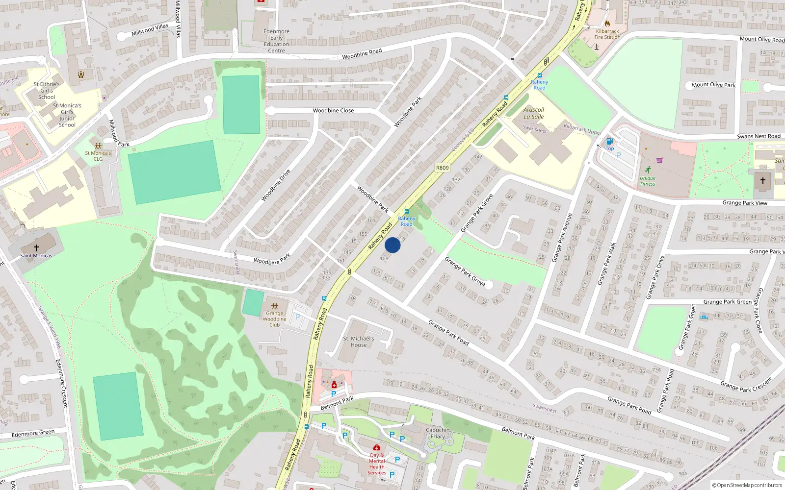 Overhead map showing the location of 114 Raheny Road, Dublin 5, Dublin
