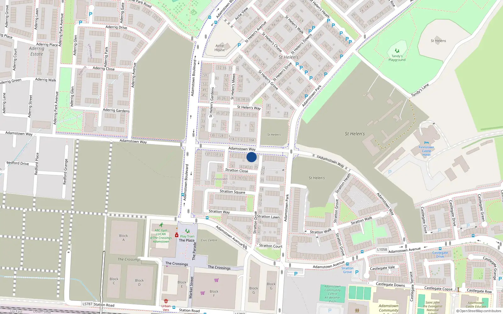 Overhead map showing the location of 115 Adamstown Way, Lucan