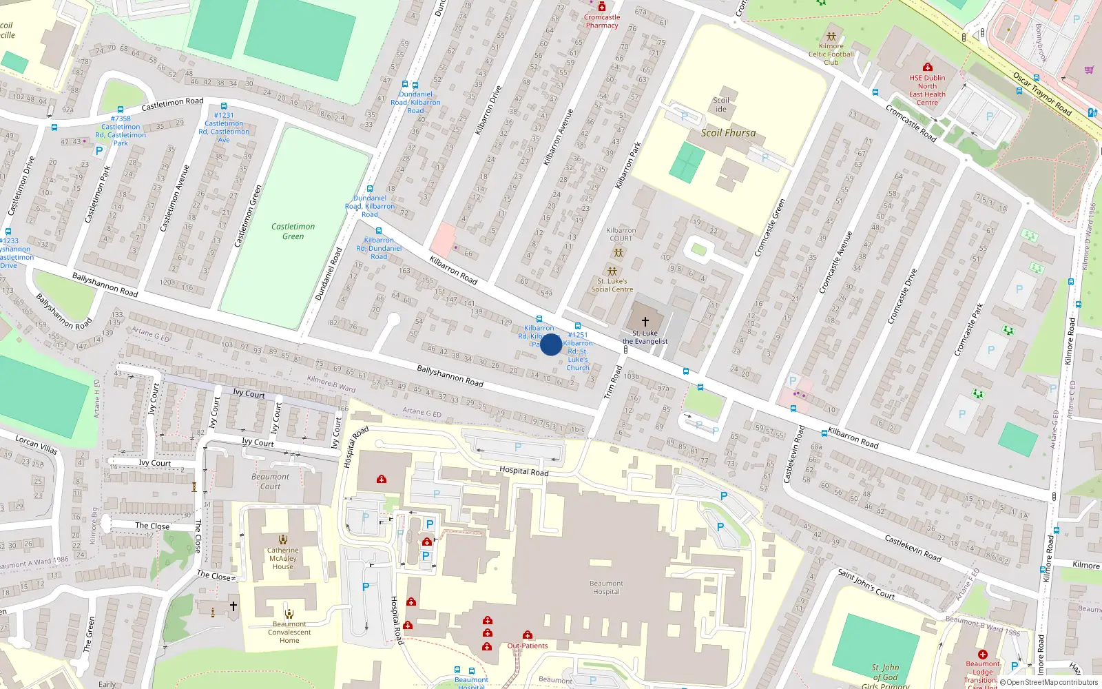 Overhead map showing the location of 115 Kilbarron Road, Dublin 5