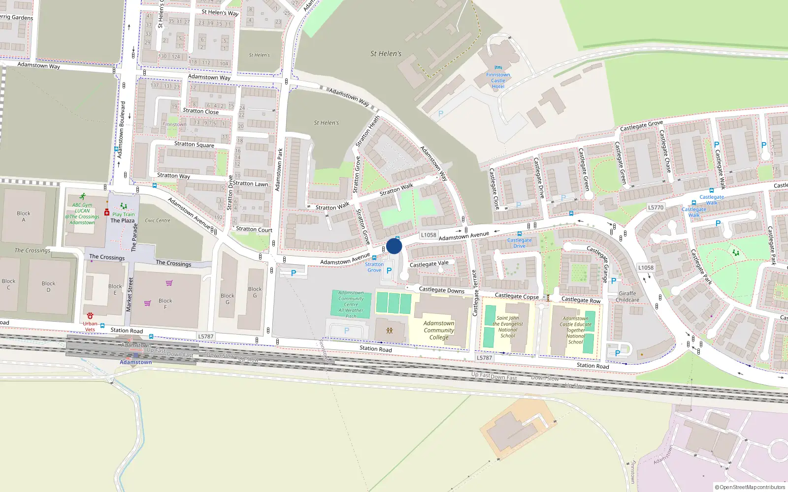 Overhead map showing the location of 116 Adamstown Avenue, Lucan