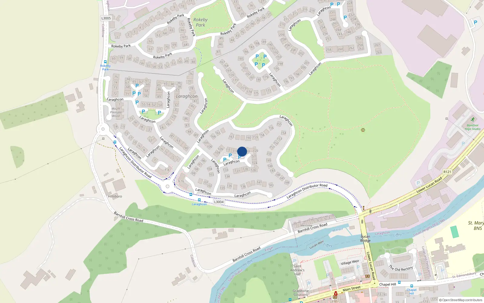 Overhead map showing the location of 116 Laraghcon, Lucan