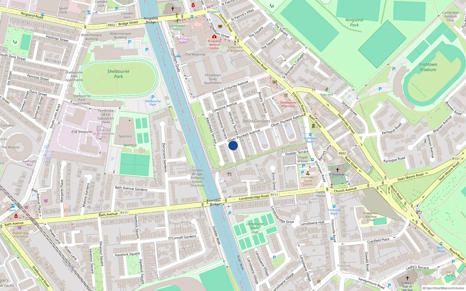 Overhead map showing the location of 116 Philomena Terrace, Irishtown