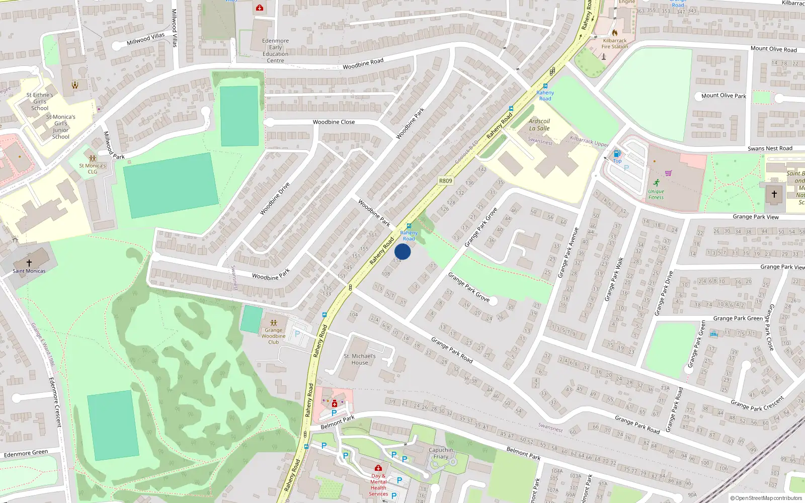 Overhead map showing the location of 116 Raheny Road, Dublin 5
