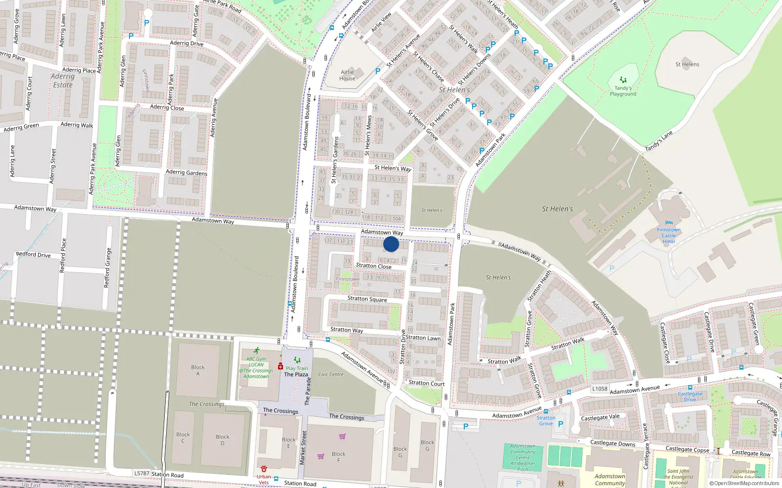 Overhead map showing the location of 117 Adamstown Way, Lucan