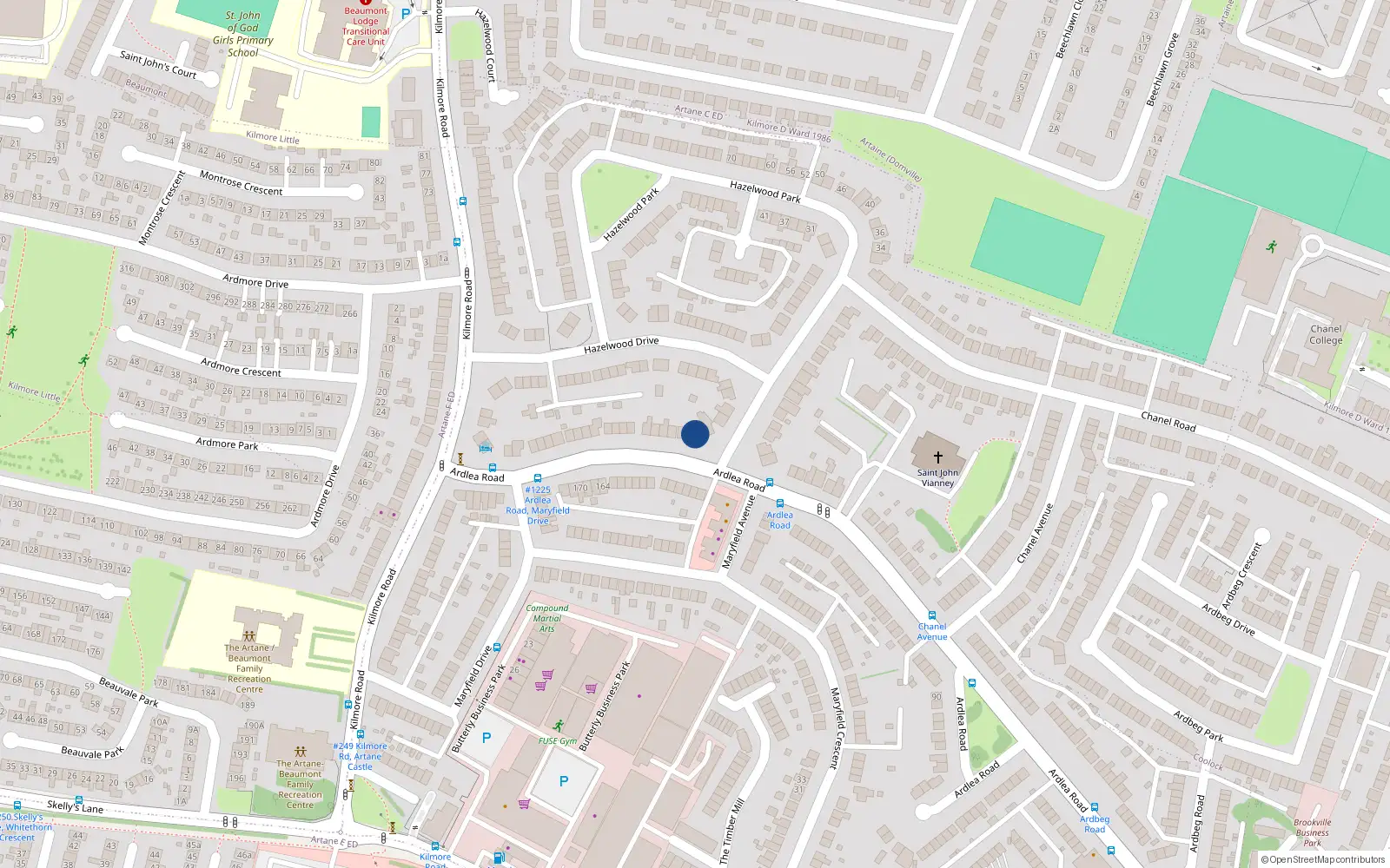 Overhead map showing the location of 117 Ardlea Road, Artane, Dublin 5