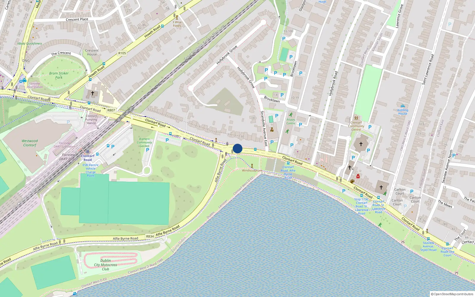 Overhead map showing the location of 117 Corn Mill, Distillery Road, Dublin 3