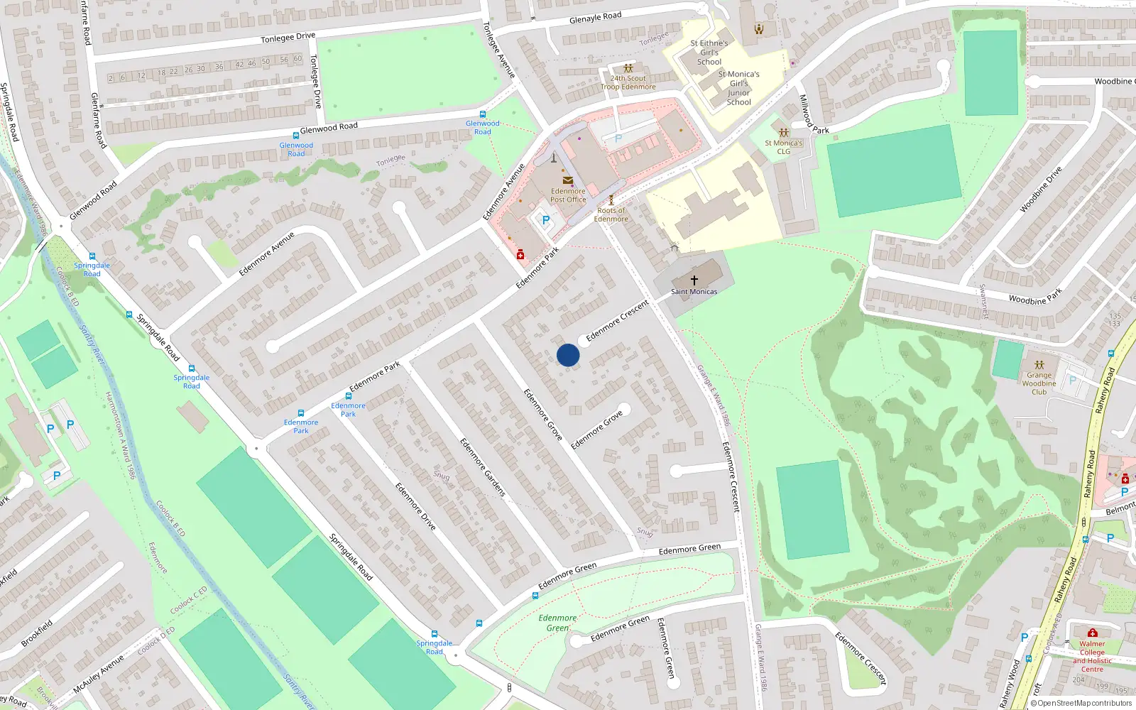 Overhead map showing the location of 117 Edenmore Crescent, Dublin 5