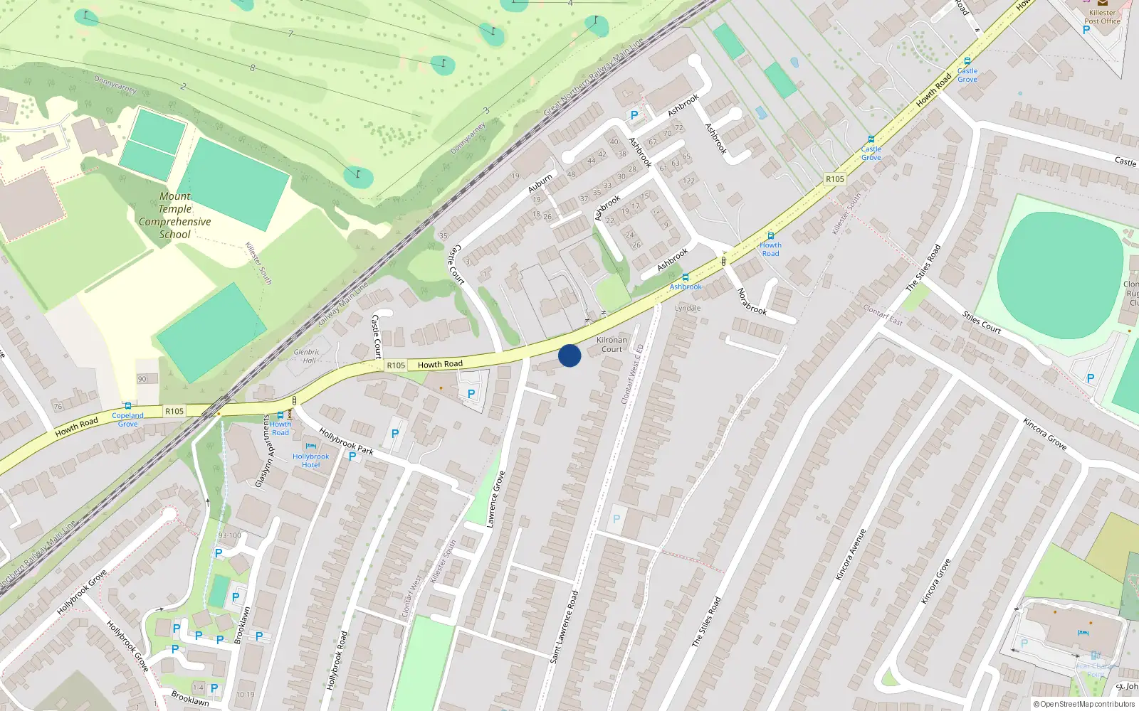 Overhead map showing the location of 117 Howth Road, Clontarf, Dublin 3