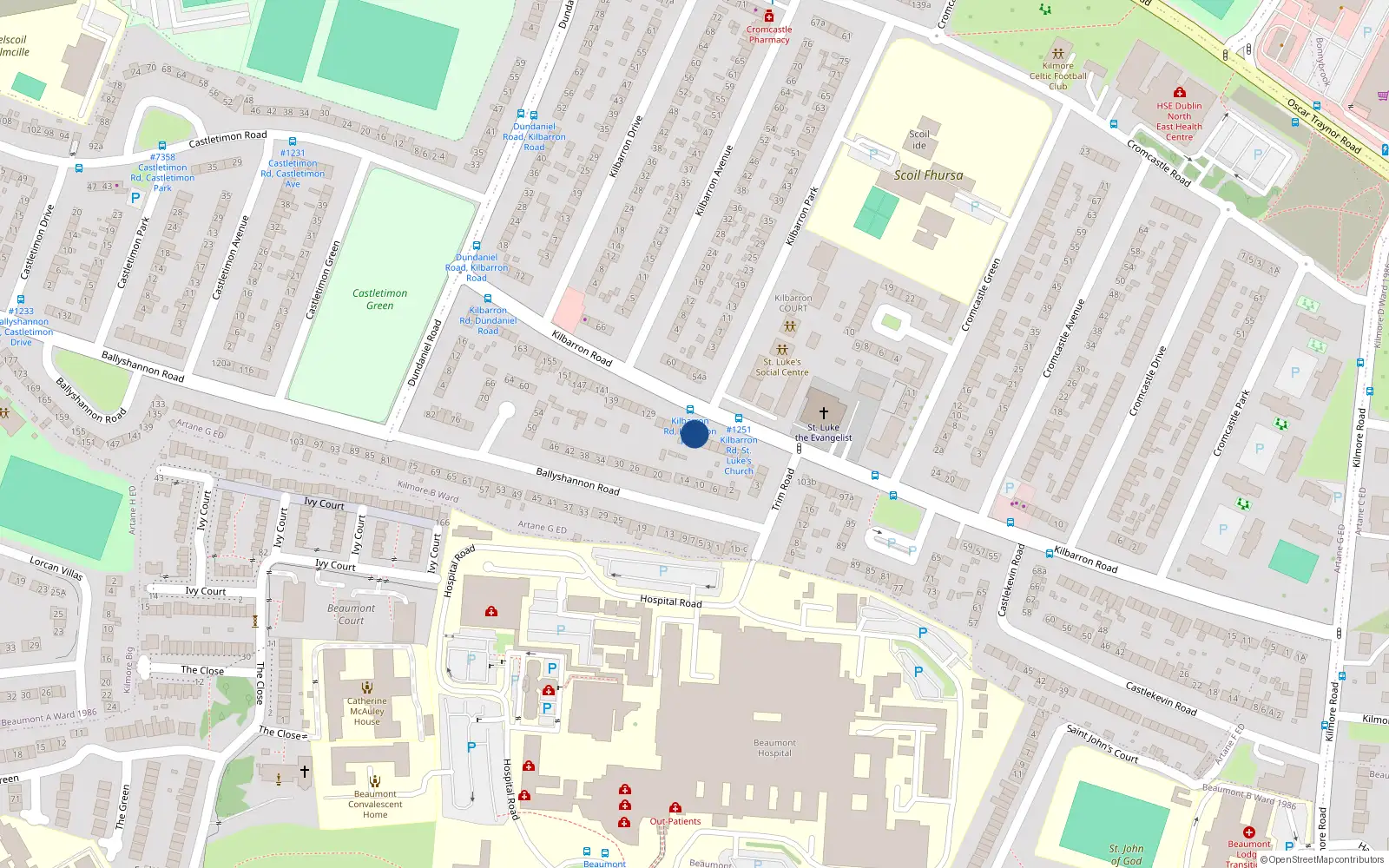 Overhead map showing the location of 117 Kilbarron Road, Kilmore West, Coolock Dublin 5